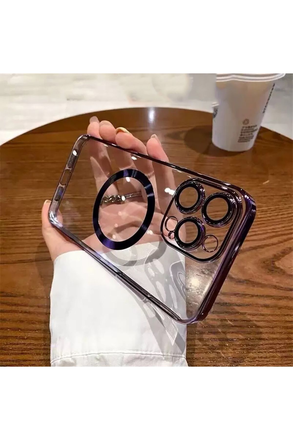 EDELFU iPhone 14 PRO MAX Kamera Lensli Magsafeli Kapak Yumuşak Darbe Emici Koruyucu Kılıf