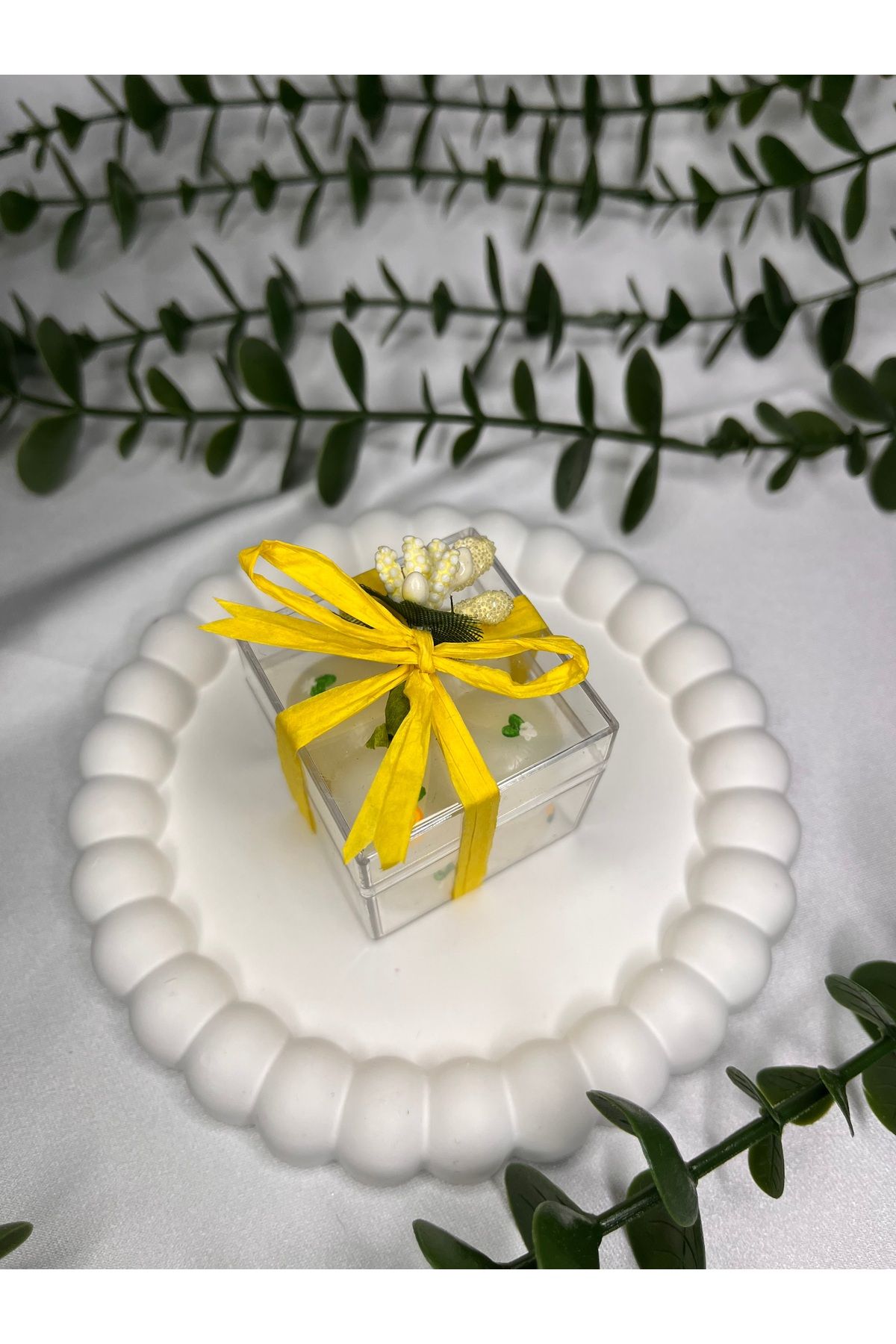 Nis Candle More Limon detaylı kutulu bubble hediyelik mum
