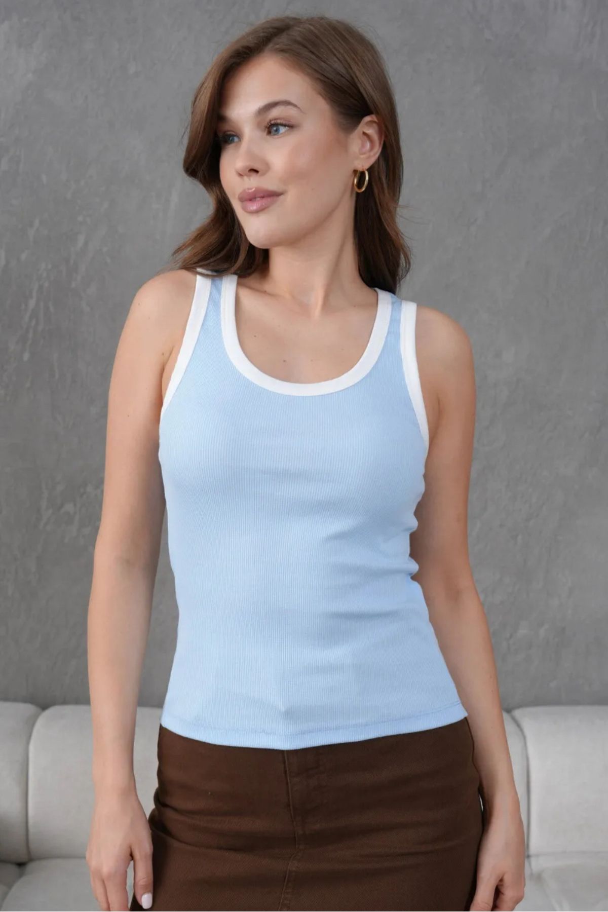 Noi Belis Vücuda Oturan/Fitted Biye Detaylı Havuz Yaka İnce Yazlık Bluz SS25BZ0029