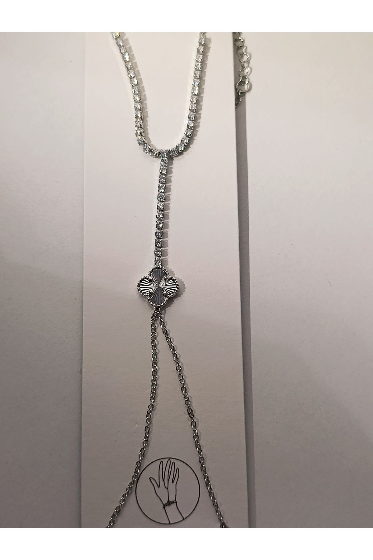 staınless steel Zirkon Taşlı Şans Çiçeği Detaylı Gümüş Renk Şahmeran Bileklik