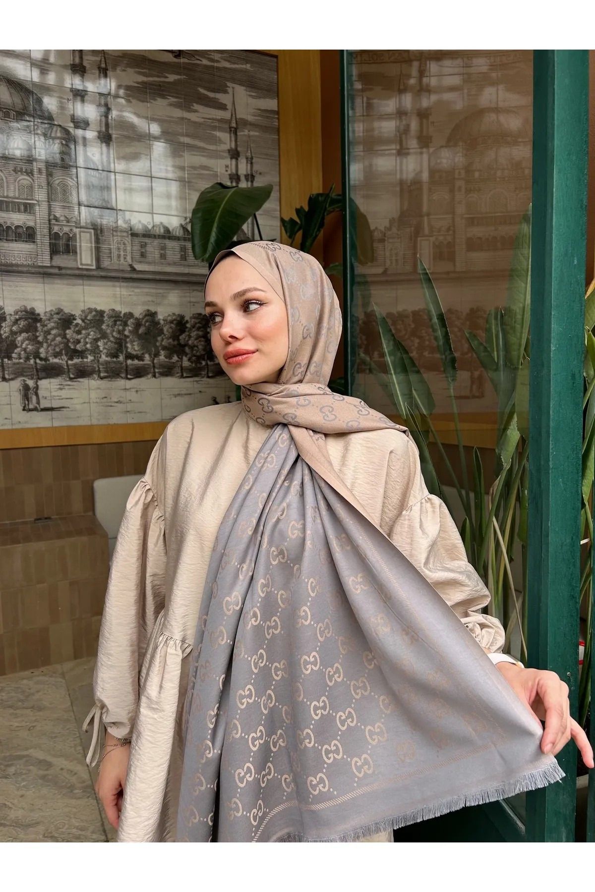 CUOCA LOUNGE Ithal çift taraflı kaşmir ipek şal