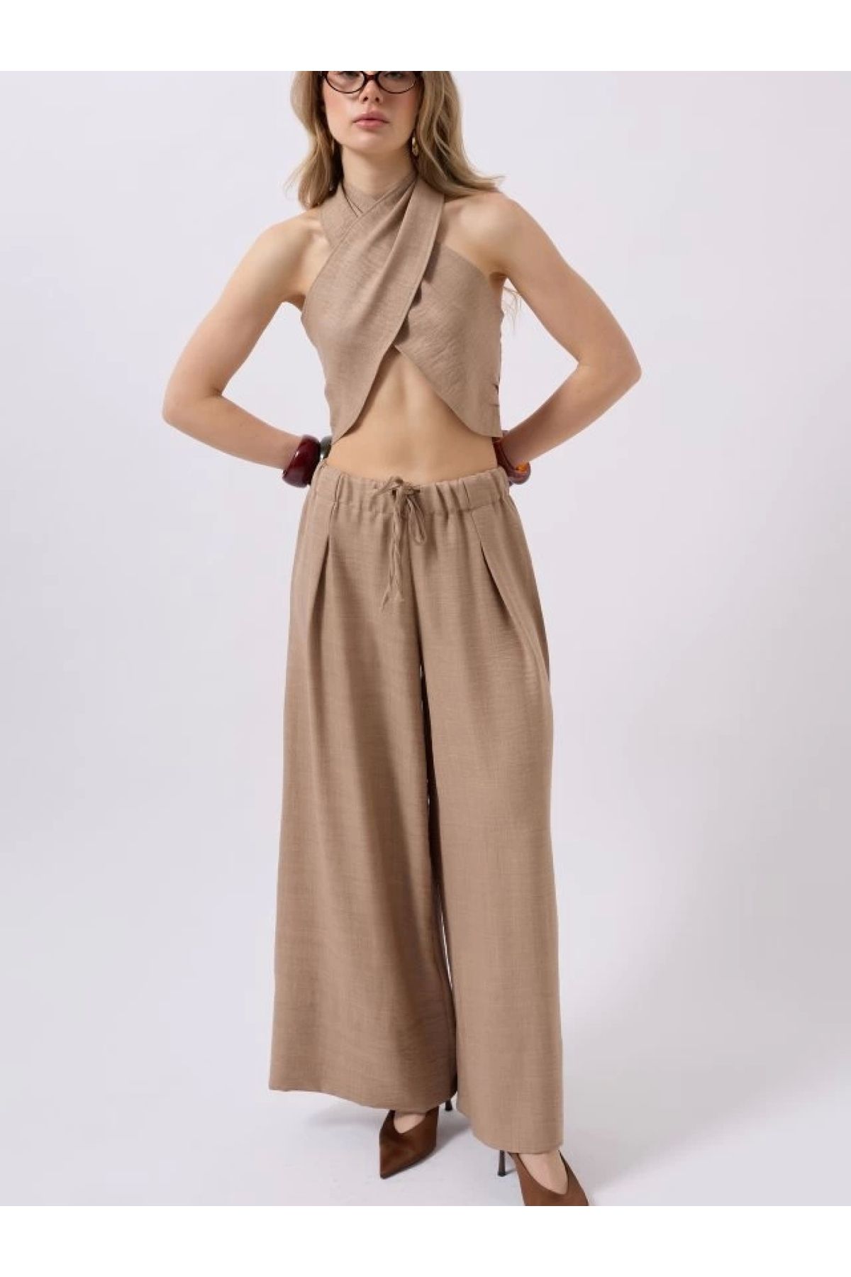 POLEXP Oversize Keten Pantolon