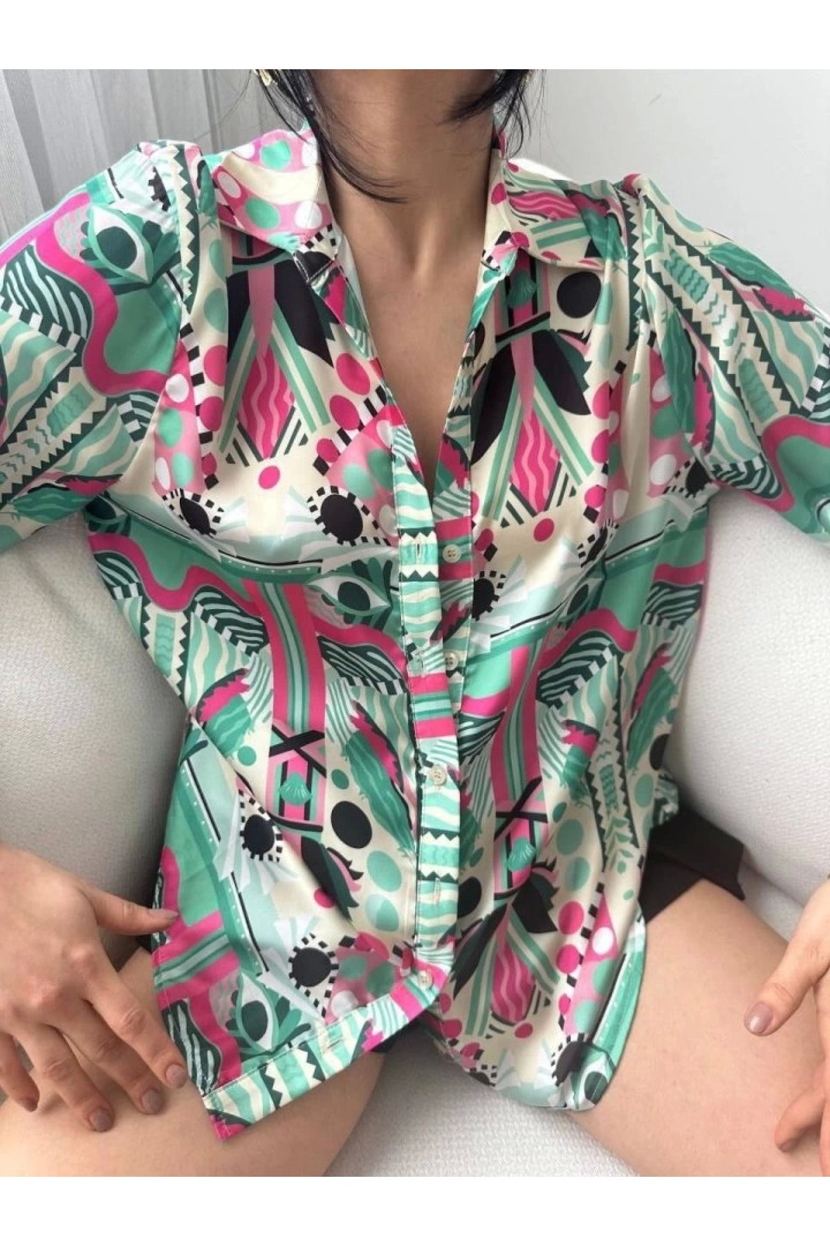 POLEXP Desenli Oversize Gömlek - Tarzınızı Yansıtan Rahatlık