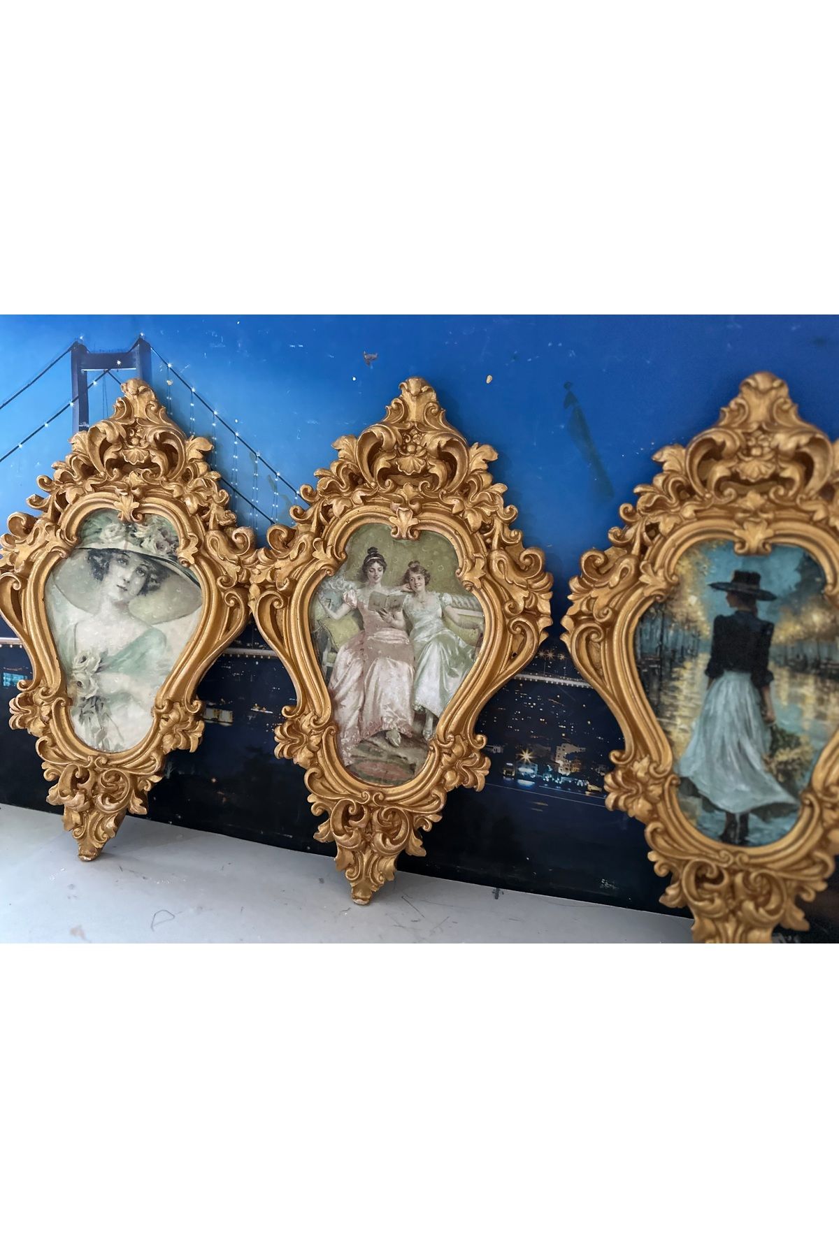 busraconcept Vintage tarzı tablo set 3lü 42cm