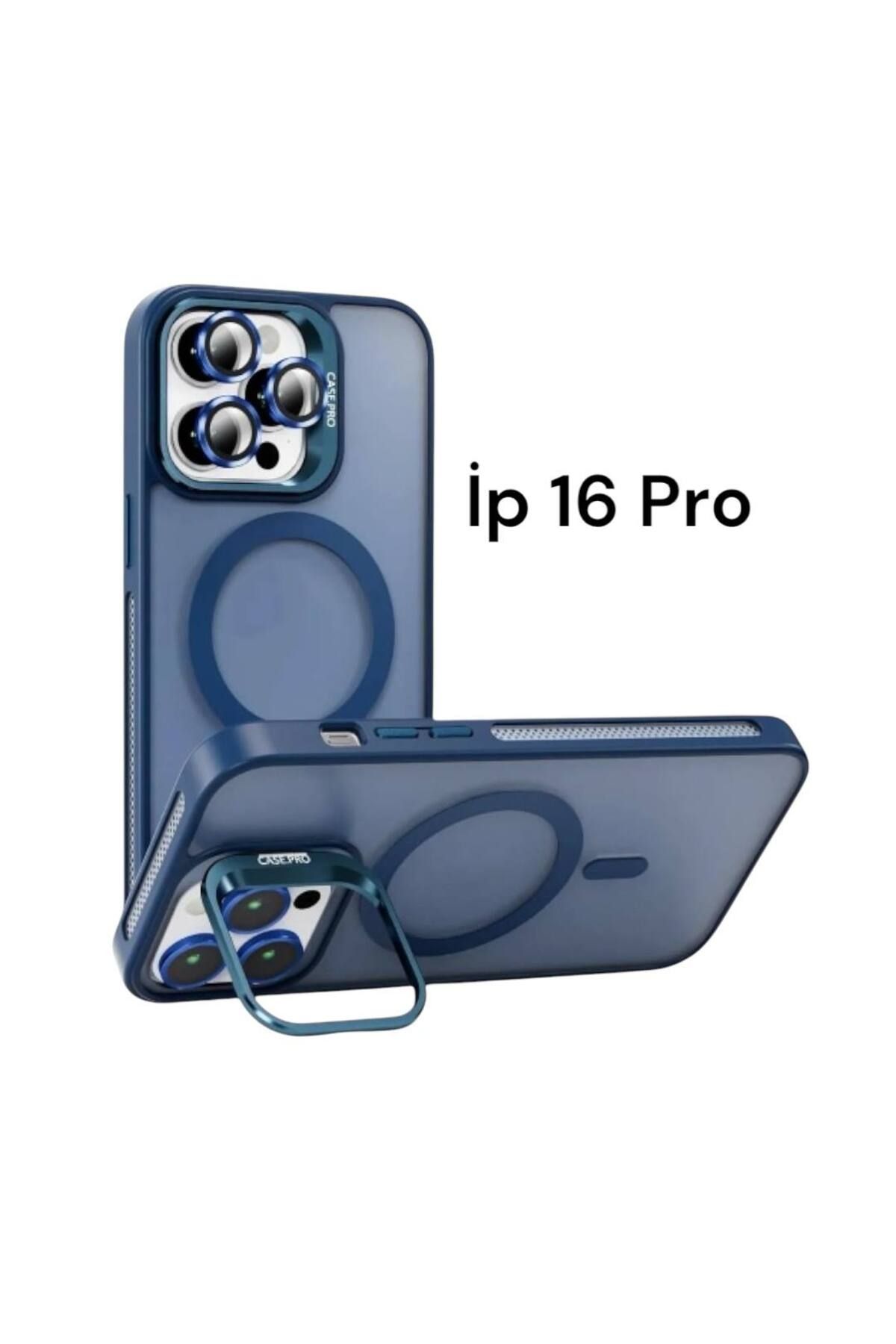 Bruntoo BR Apple İphone 16 Pro Uyumlu Mat Serisi Standlı Kapak Magsafe Kılıf +Lens Koruma .