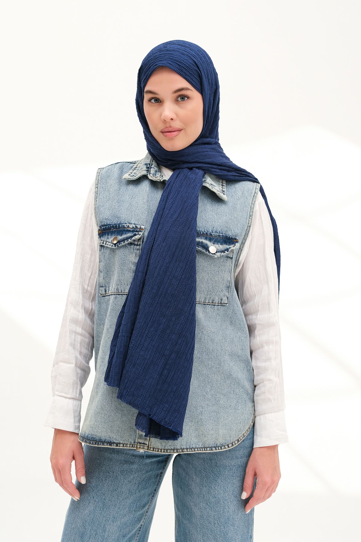 Aida Scarfs Modal Gofre Şal Lacivert