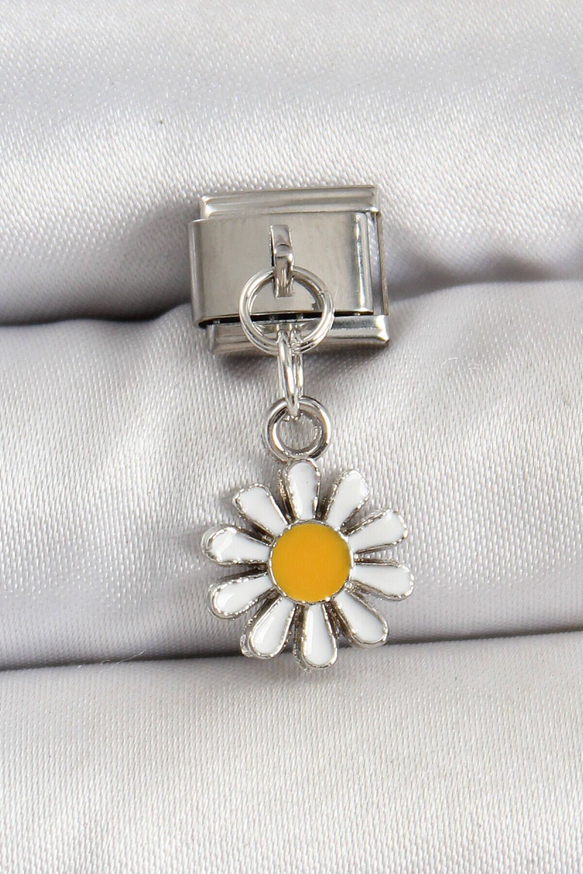 Avantaj Kapıda ® 316L Çelik Gümüş Renk Papatya Model Nomination Charm
