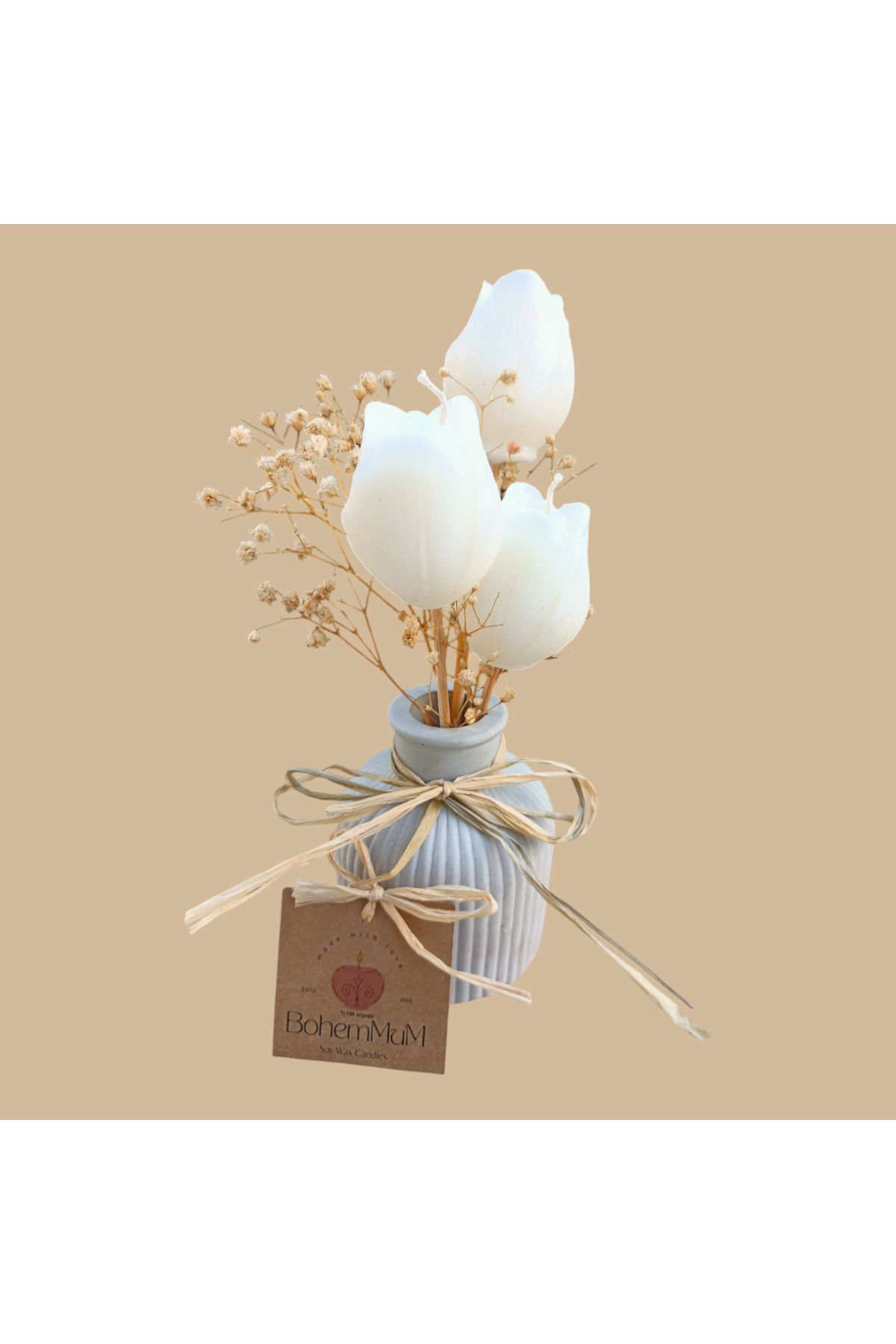 Eski Mahzen Design Dekoratif Mum / Lale Mum / Mini Vazo / Çiçek Mum / Kokulu Mum