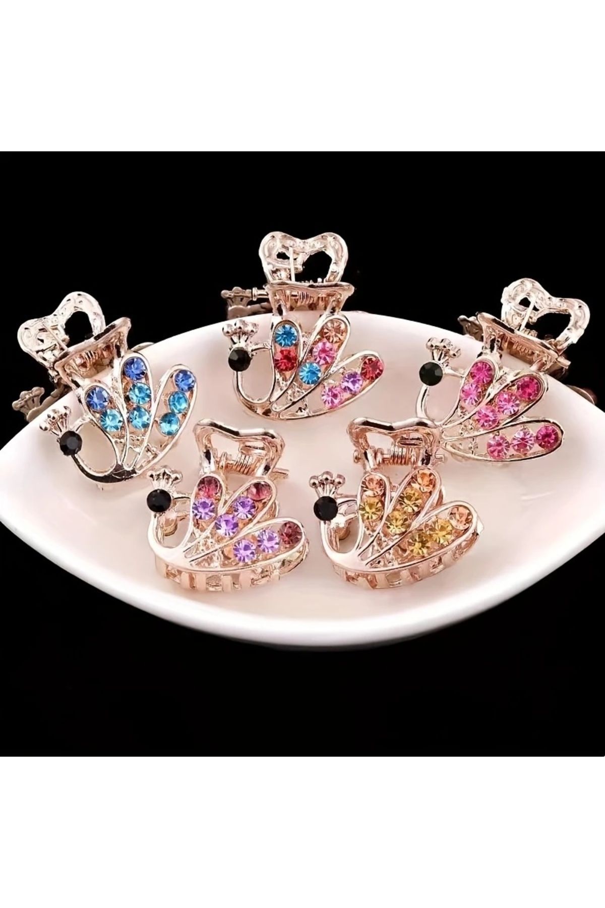 SESELY 5 Adet Tavuskuşu Stili Alaşım Saç Tokaları Moda Saç Aksesuarı
