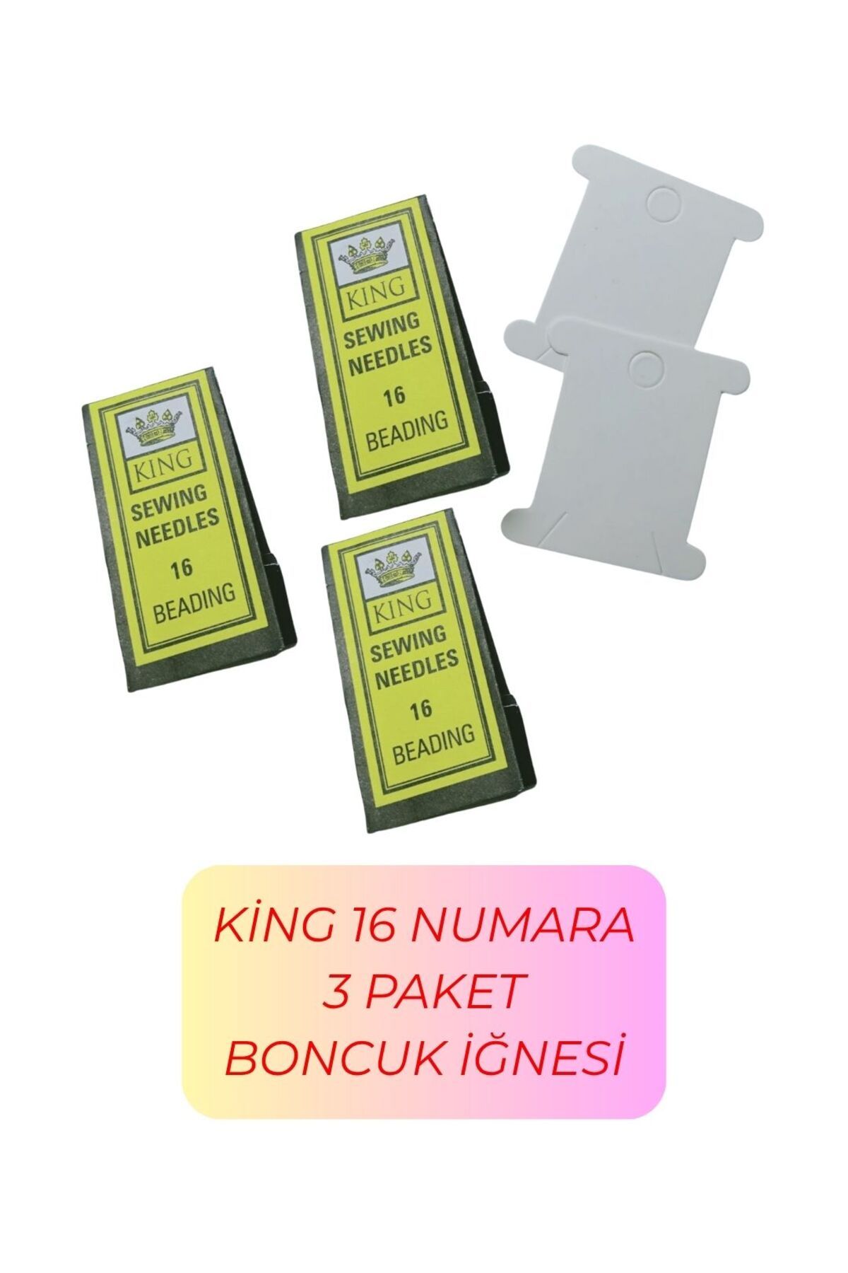 Eskişehir hobi sanat King 16 Numara 3 paket Kum Boncuk Miyuki Iğnesi Esnek Yumuşak Ve 2 Adet Iplik Sarma Kartı