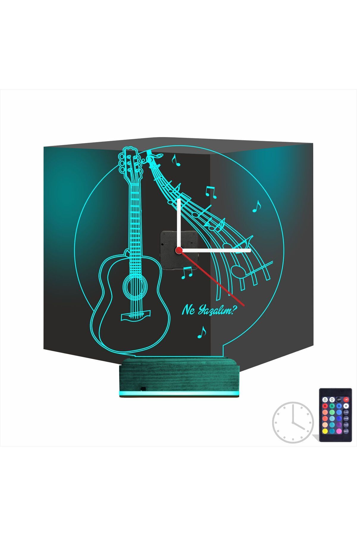 SerenityHaven 3d Saat Lamba Gitar Müzik Nota Kişiye Özel Masa Gece Lambası
