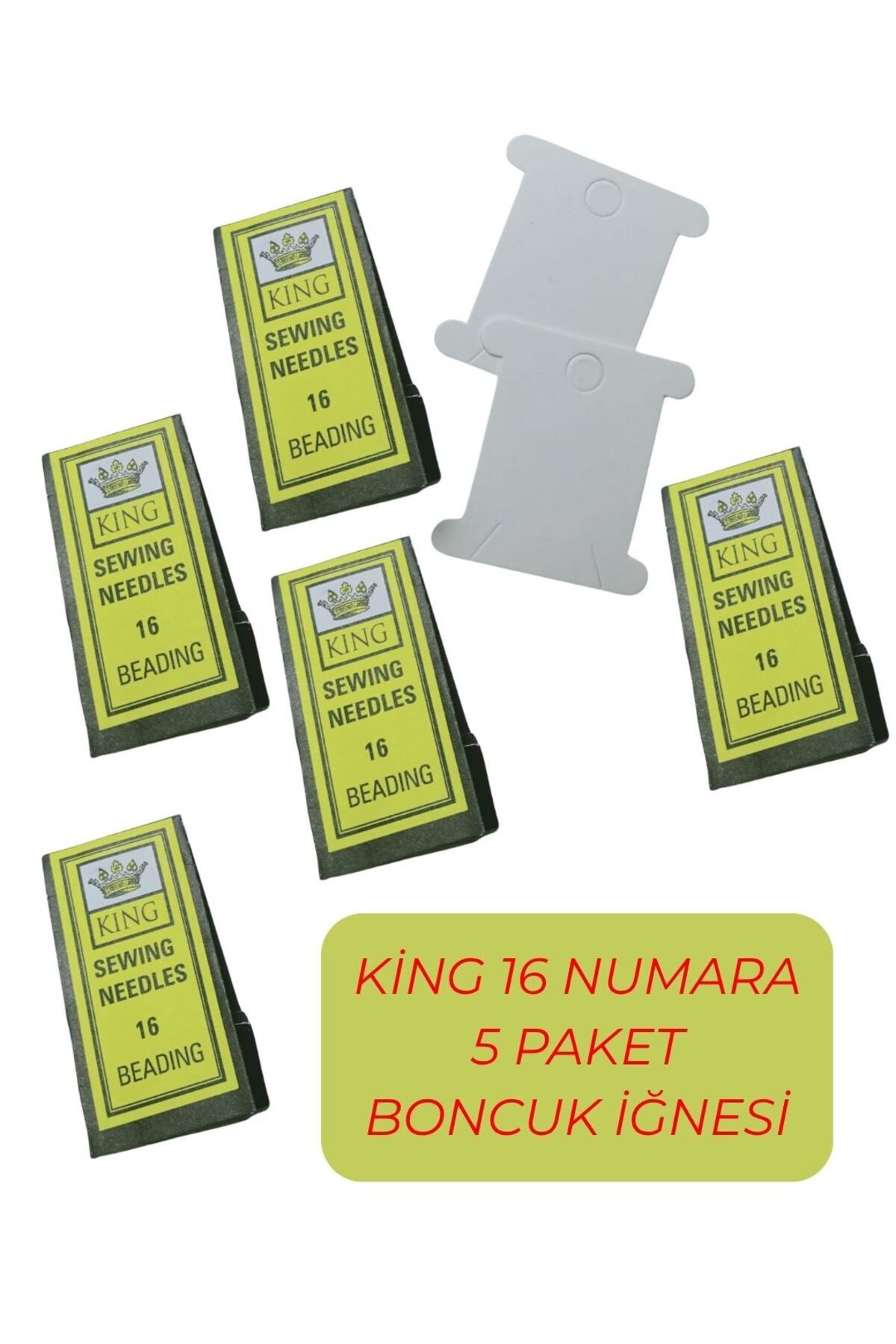 Eskişehir hobi sanat King 16 Numara 5 paket Kum Boncuk Miyuki Iğnesi Esnek Yumuşak Ve 2 Adet Iplik Sarma Kartı