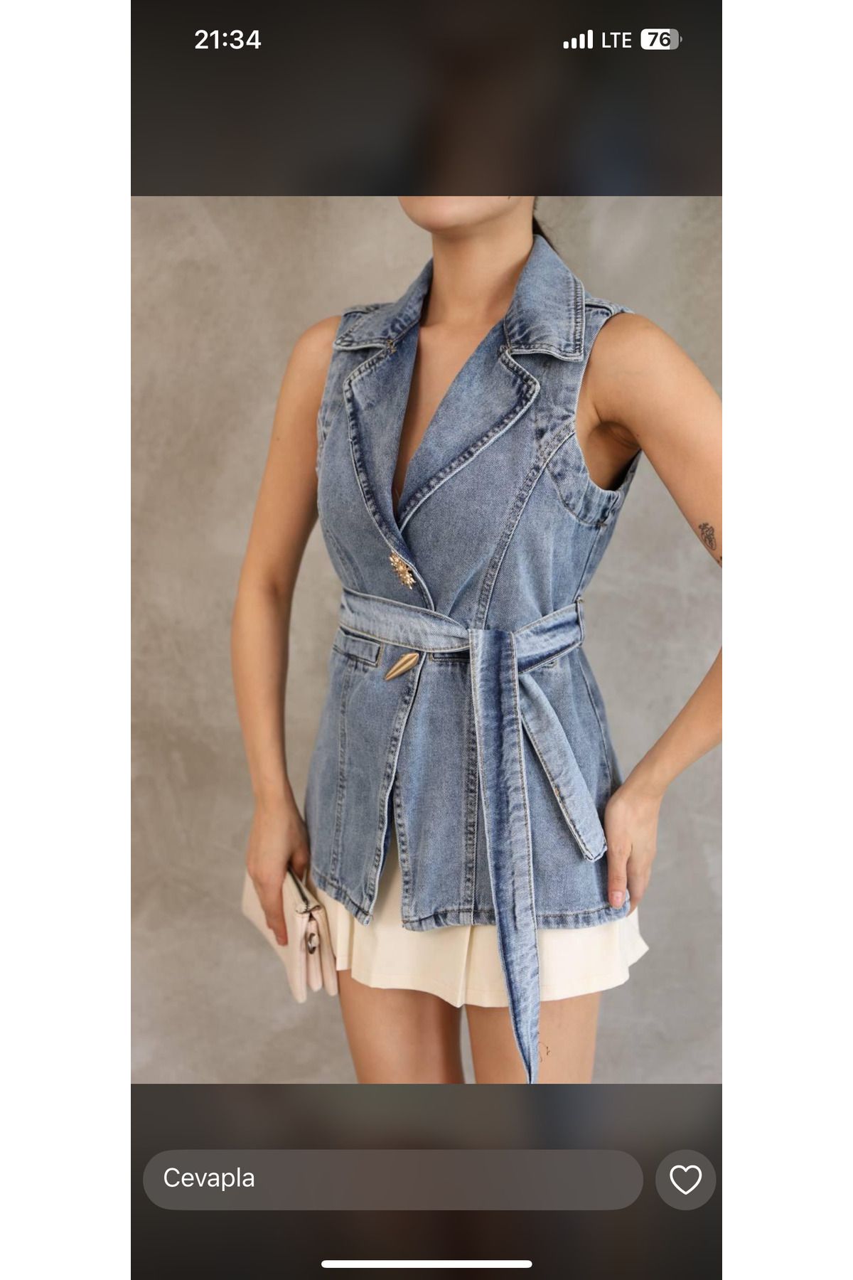 Desingadd Bağlamalı Denim Yelek
