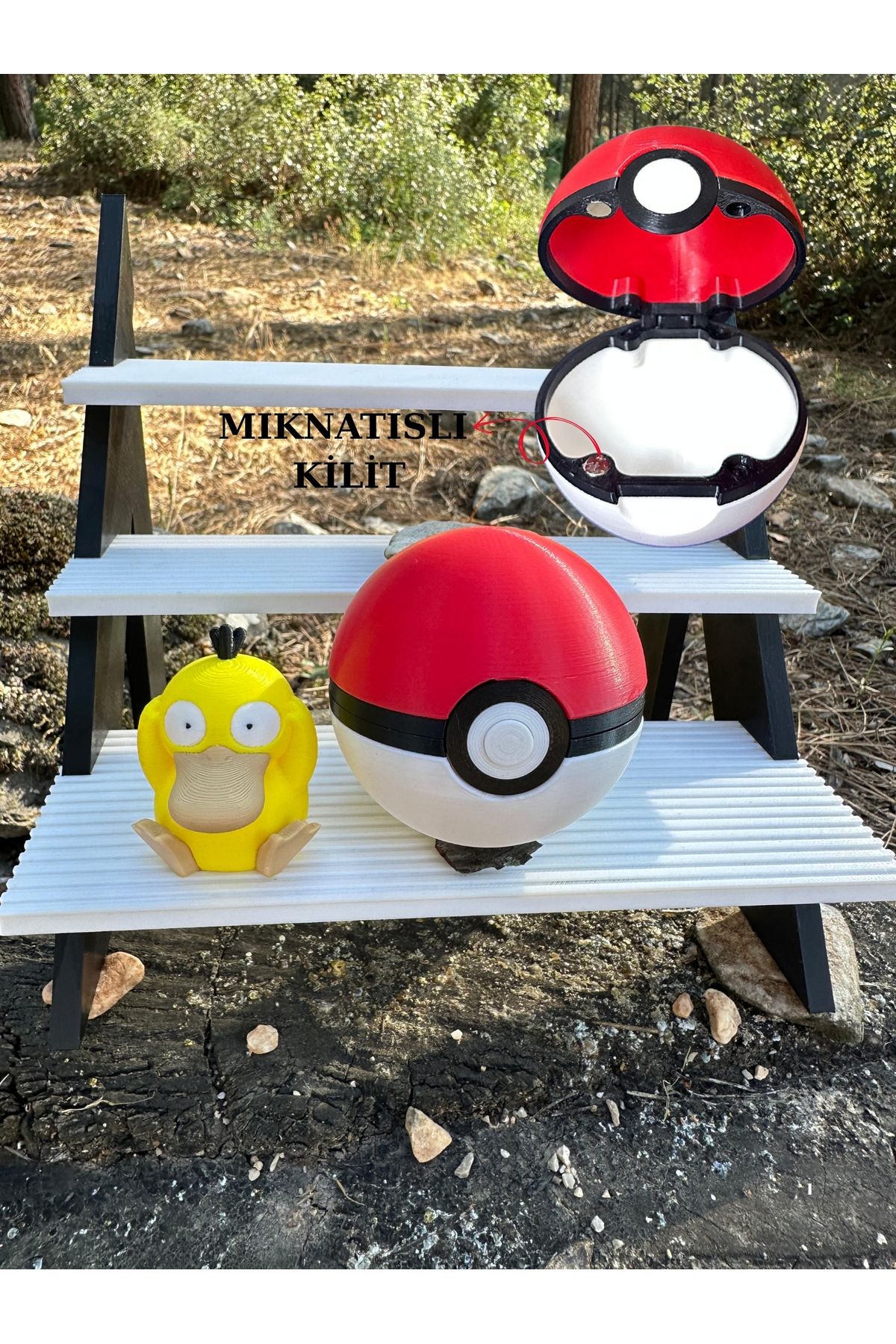 Phoenix Koleksiyon Pokeball Pokemon Topu ve Pokemon Psyduck - Poketop - Mıknatıslı