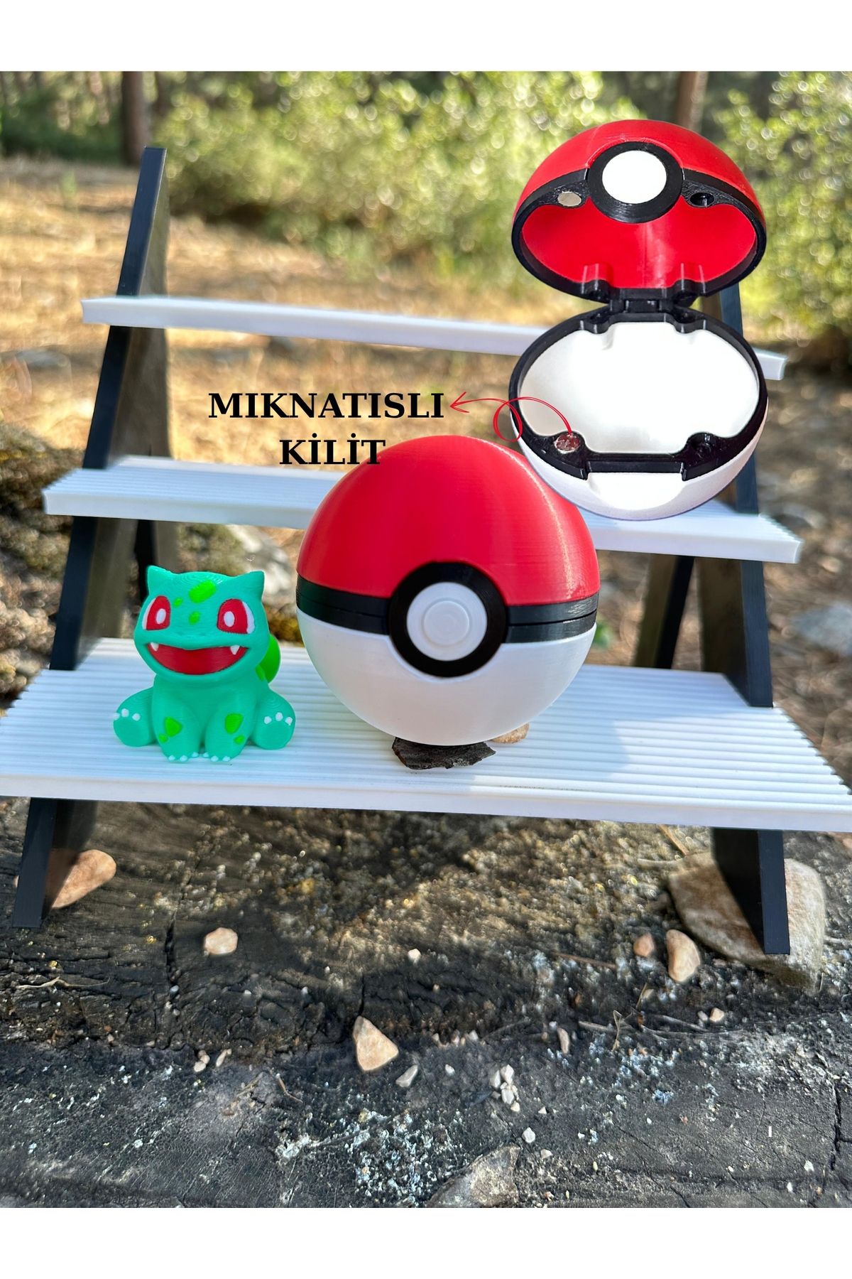 Phoenix Koleksiyon Pokeball Pokemon Topu ve Pokemon Bulbasaur Balbazar Balba Poketop - Mıknatıslı