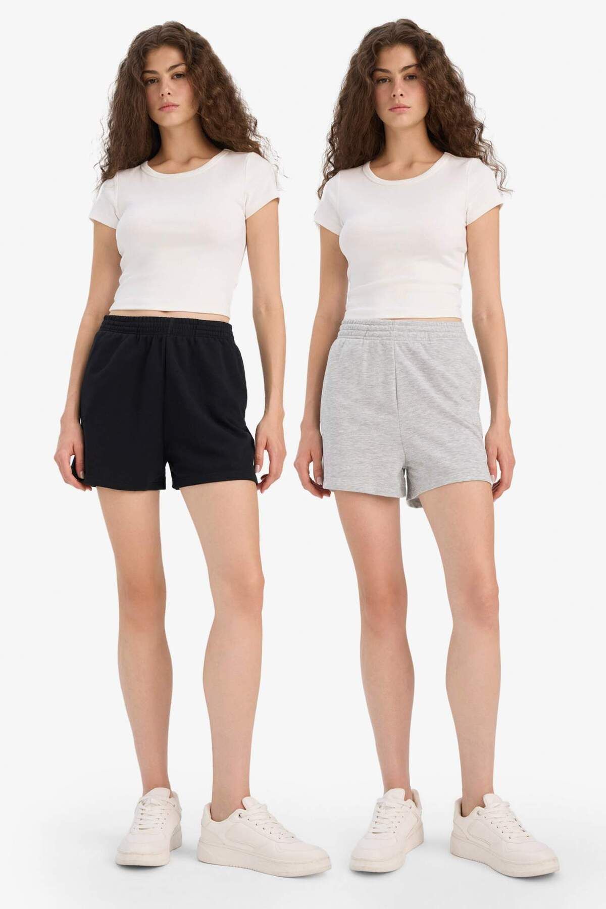 DeFacto Regular Fit Beli Lastikli Basic Düz 2li Şort F5592AX25SM