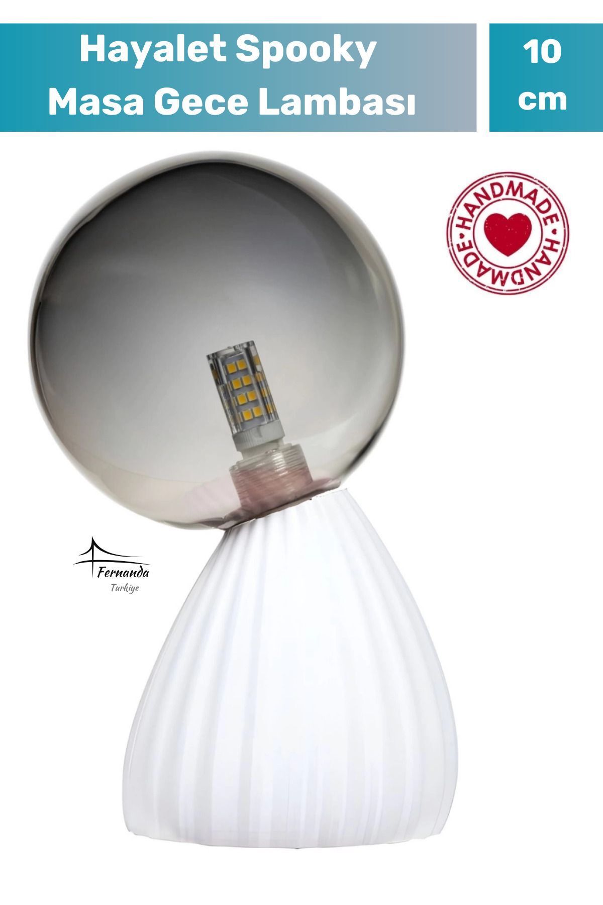 SerenityHaven Handmade 10 Cm Dimmer Kablolu Hayalet Spooky Masa Gece Lambası Dekoratif Şık Biyobozunur Plastik