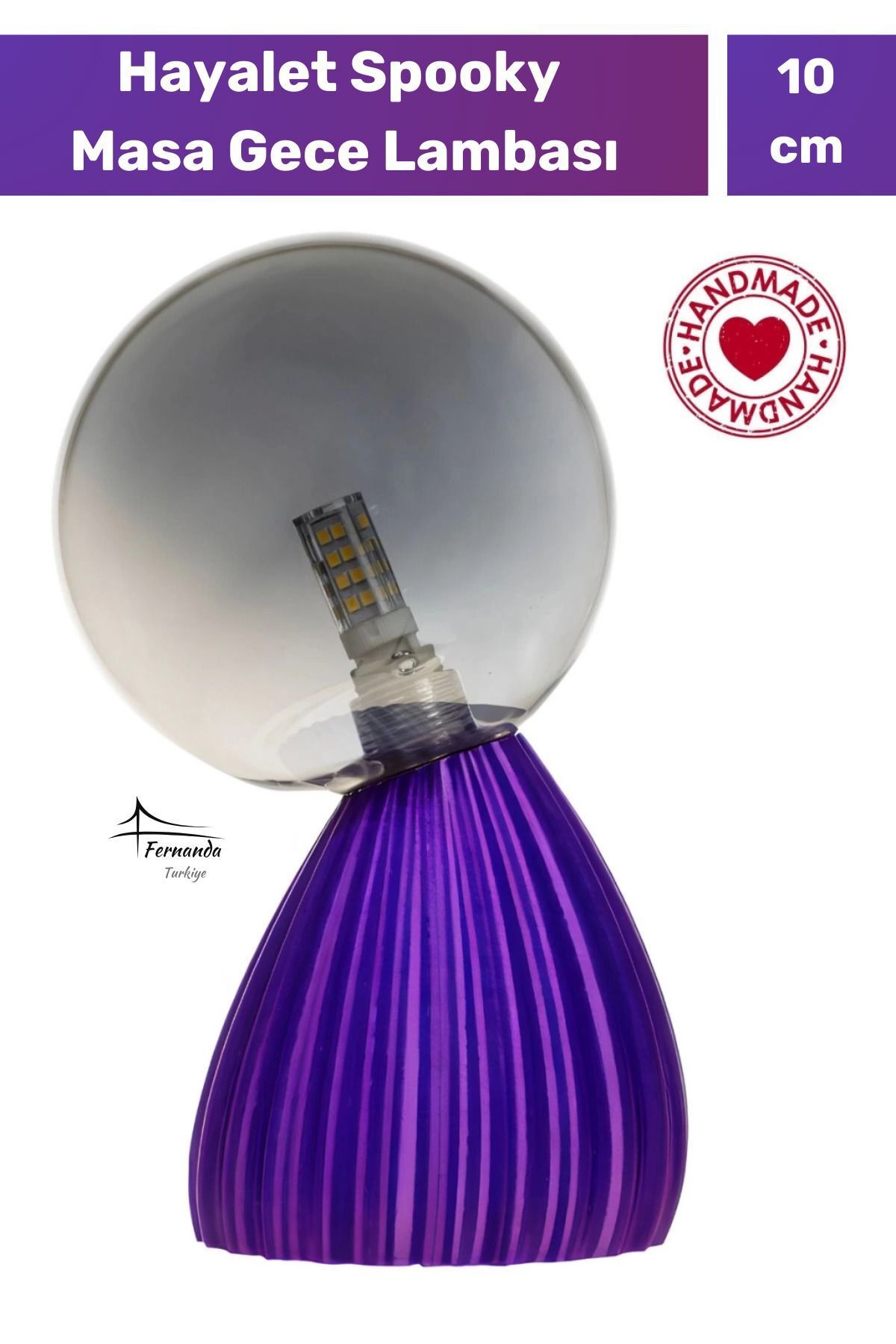 SerenityHaven Handmade 10 Cm Dimmer Kablolu Hayalet Spooky Masa Gece Lambası Dekoratif Şık Biyobozunur Plastik