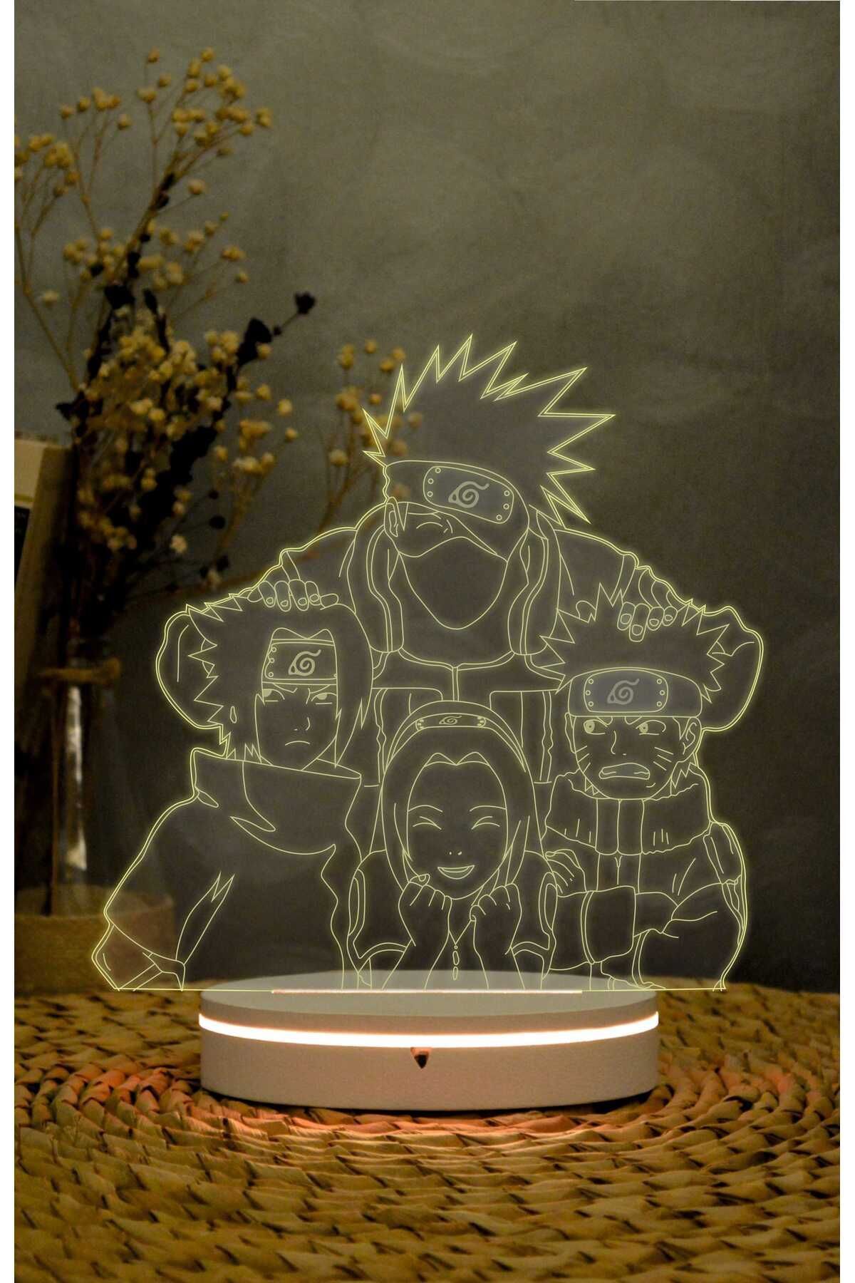 SerenityHaven Kakashi, Naruto, Sasuke, Sakura - 3 boyutlu led lamba 16 renk dekoratif anime gece lambası 3D