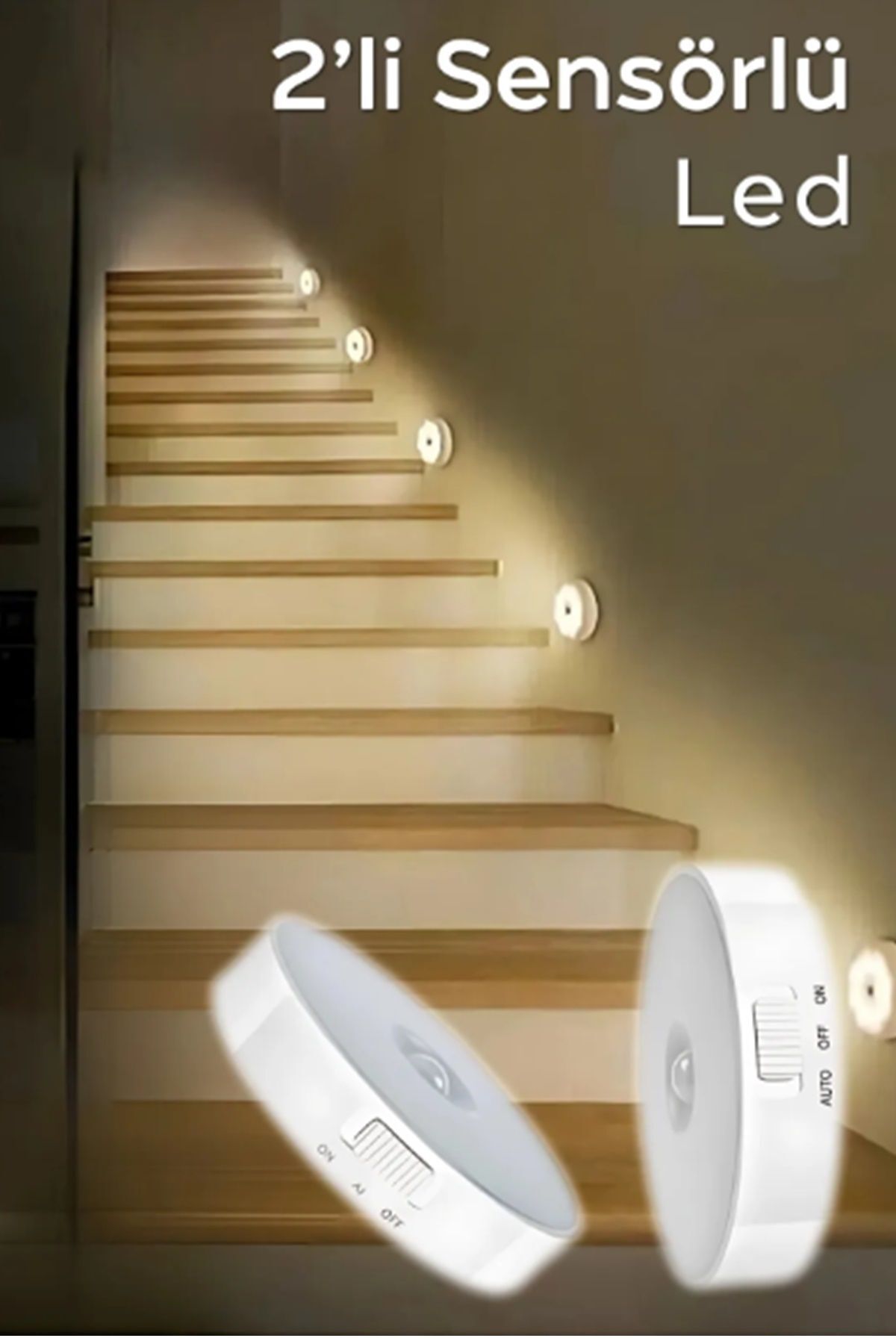 SerenityHaven 2 Adet Hareket Sensörlü Kablosuz Usb Şarjlı Akıllı Spot Led Lamba Beyaz Işık
