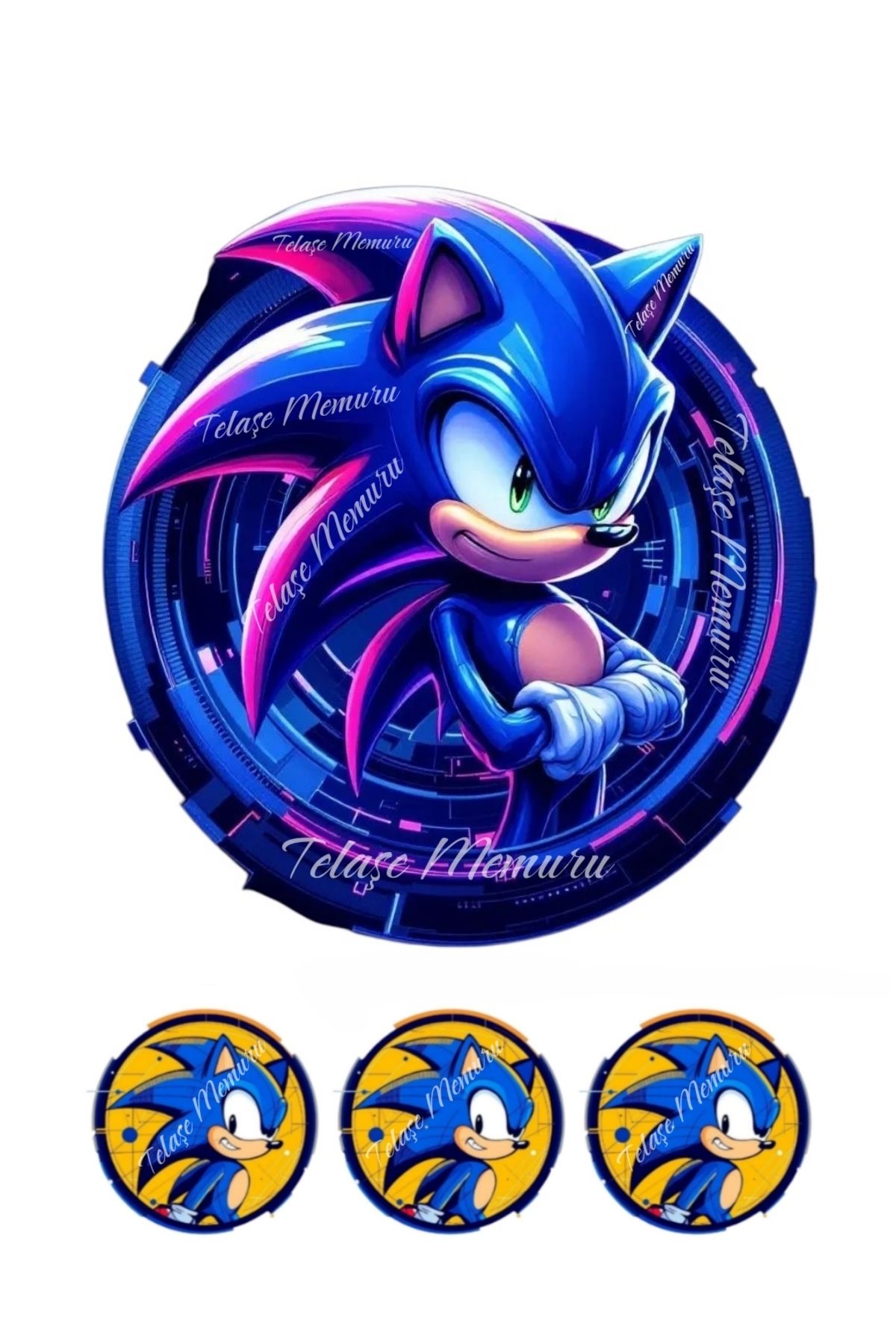 telaşe memuru Sonic Yenilebilir Kağıt Pasta Süsü Resmi ve Baskısı Doğum Günü Süsleri Model 7