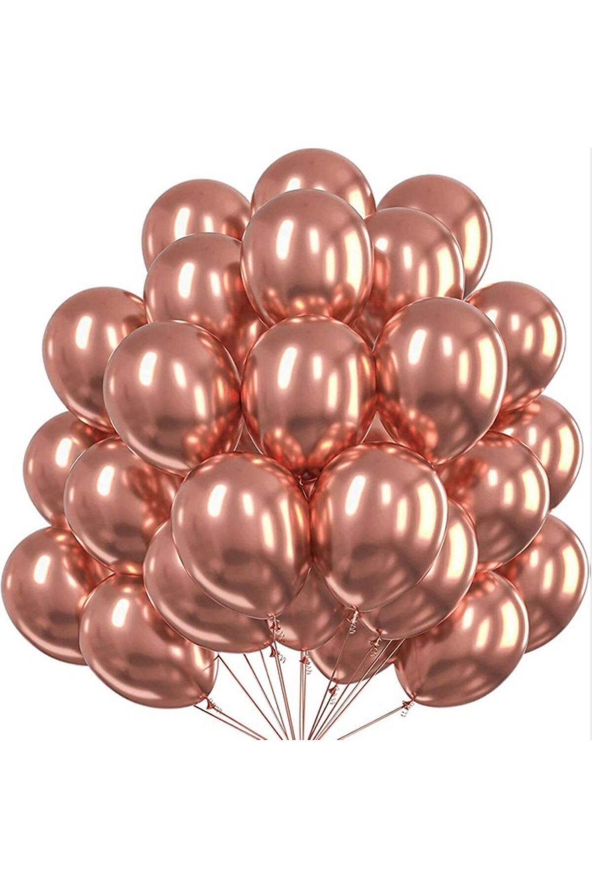 UVERTE Krom Bakır Balon 10 Adet Parlak Aynalı Balon – 12 inç, Metalik Renkli Parti Balonu (10’lu Paket)