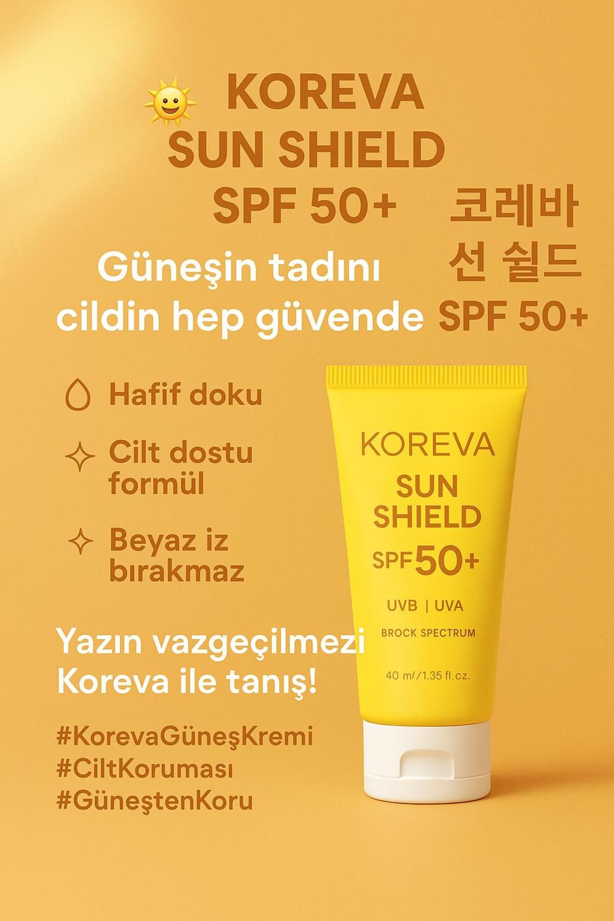 KOREVA SUN SHIELD SPF 50+ GÜNEŞ KREMİ
