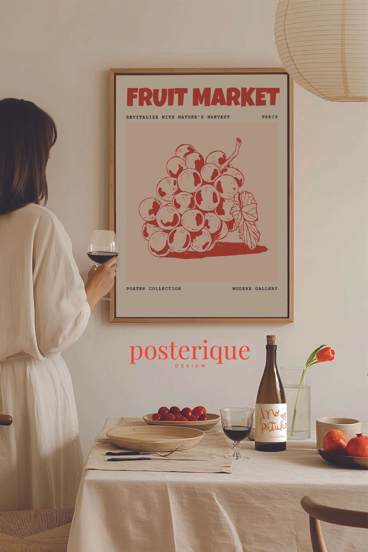posterique Vine Fruıt Market Çerçevesiz Tablo Çerçevesiz Poster