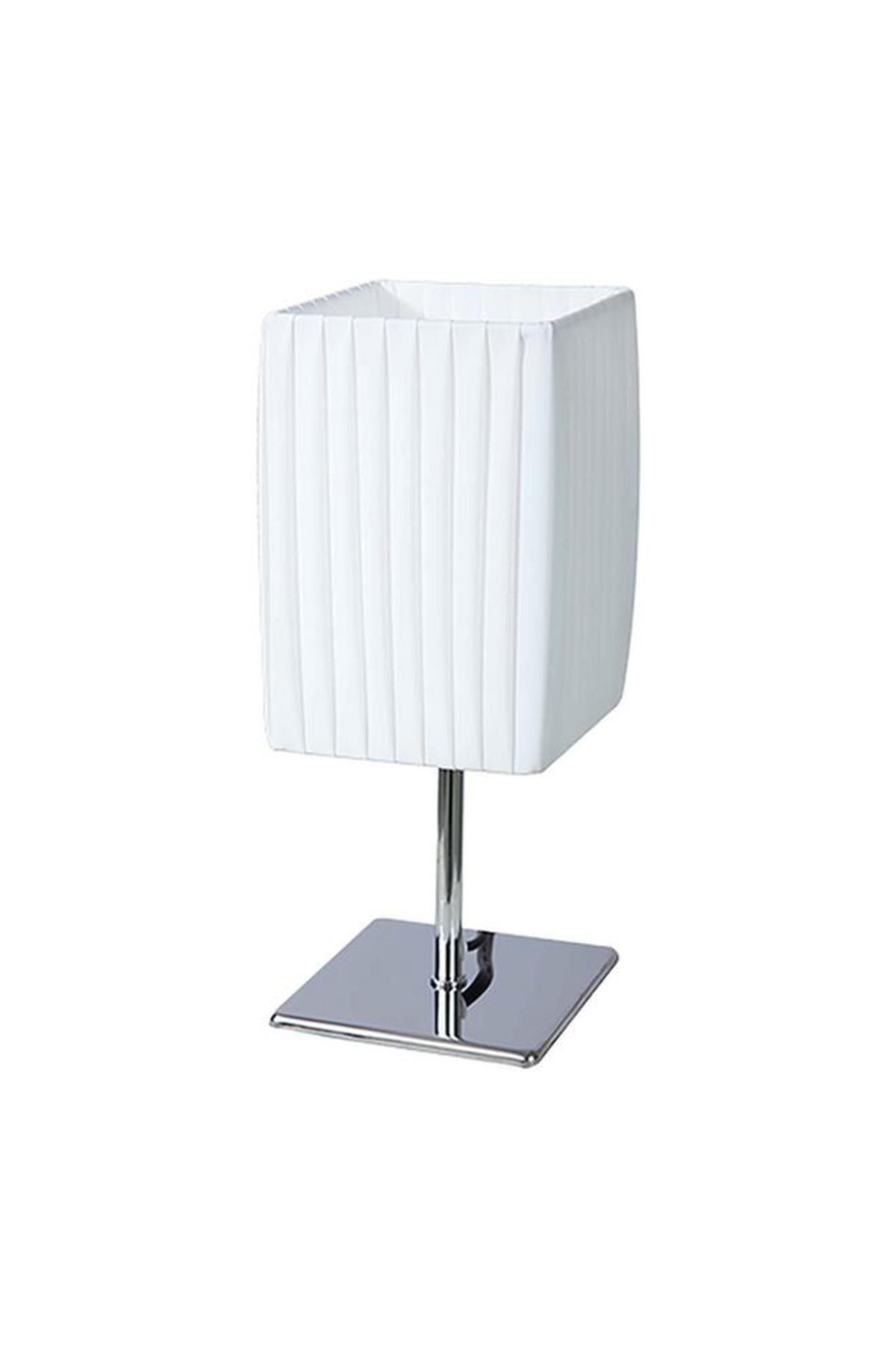 Generic-Micasa 40W E27 Shade Pe Elegant and Modern Design Mini Table Lamp White and Silver 2