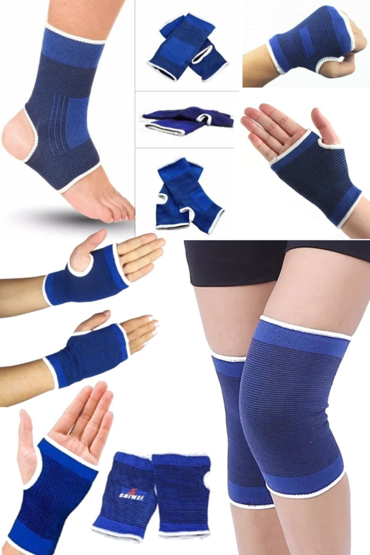 SerenityHaven 3 In 1 Ntreman Fitness Egzersiz Set Sporcu Bandaj El Bilekliği & Dizlik & Ayak Bilekliği Universal