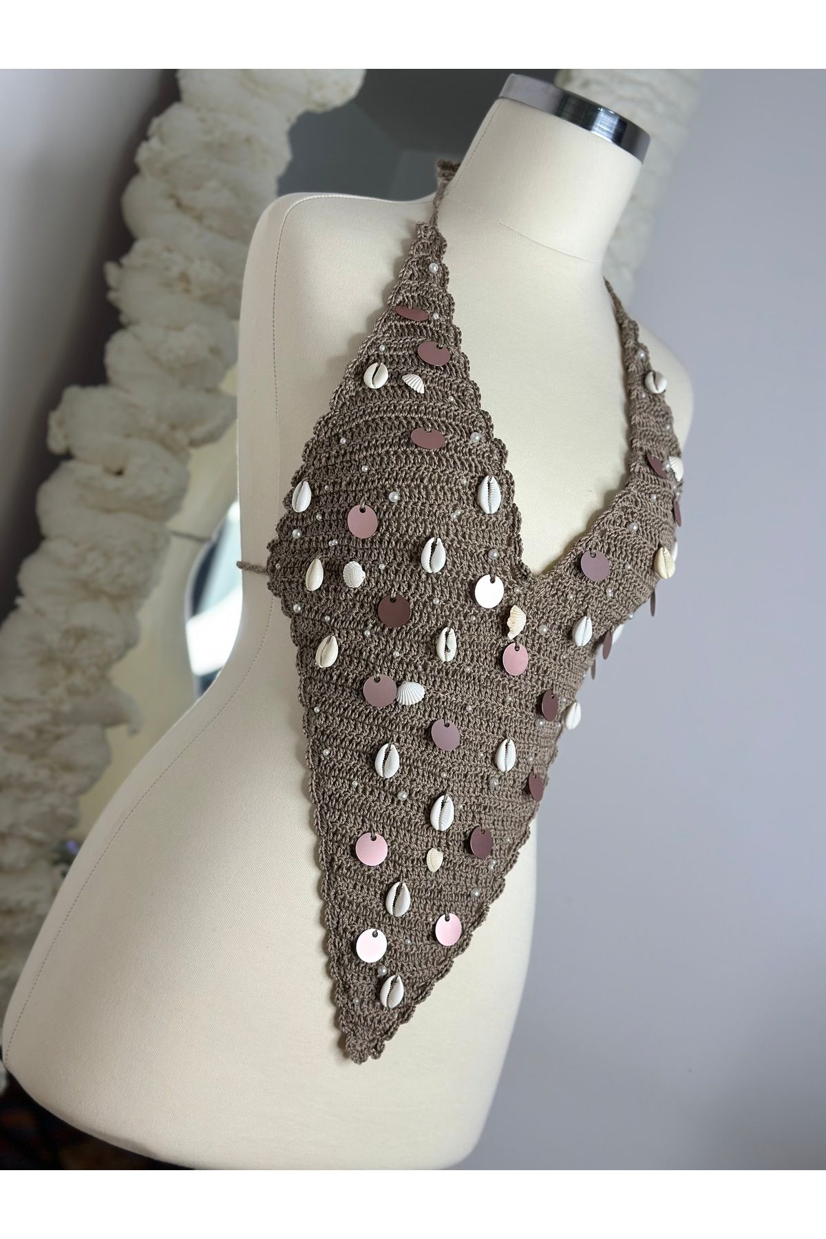 Adamia Crochet Adamia Deniz Kabuklu ve İncili Üst