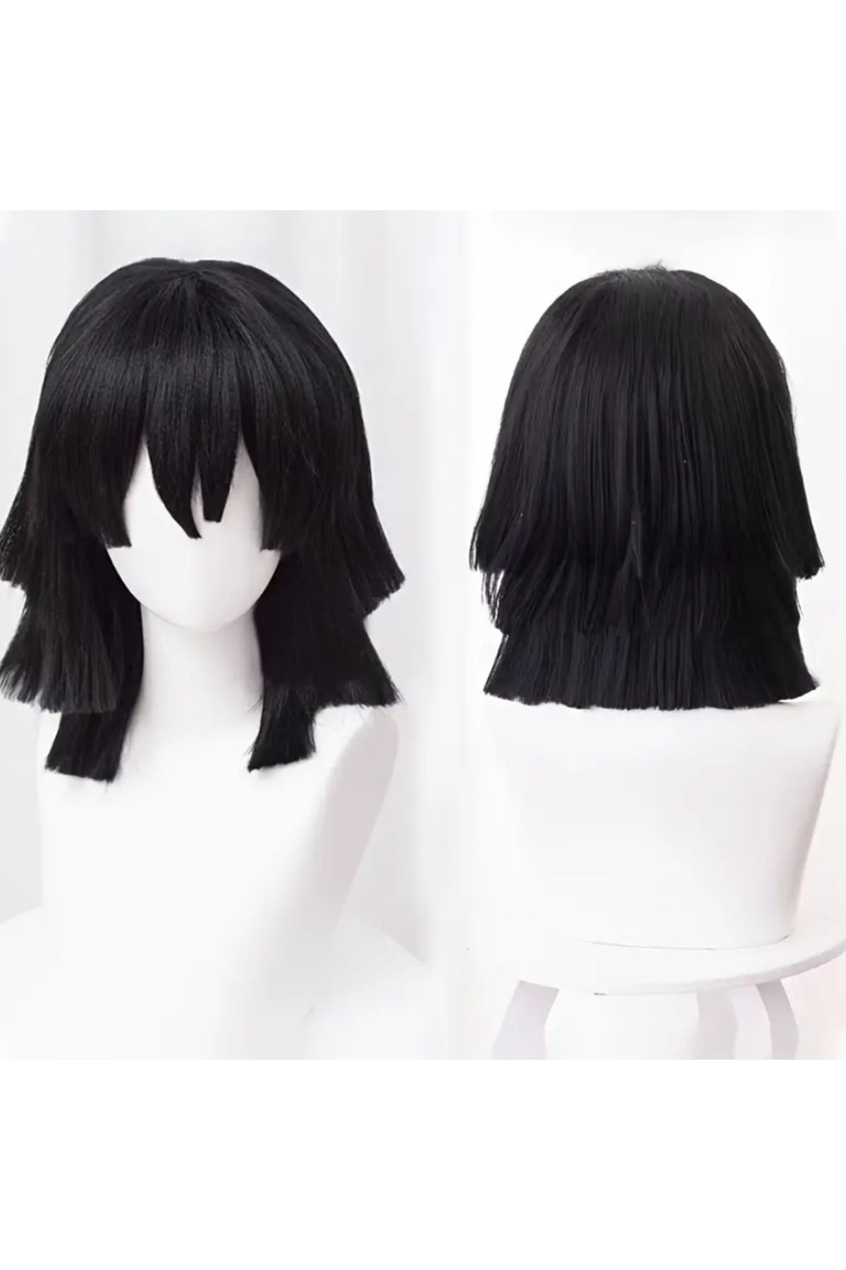 Butic Anime Cosplay İguro Obanai Peruk Demon Slayer Kimetsu No Yaiba Sentetik Peruk
