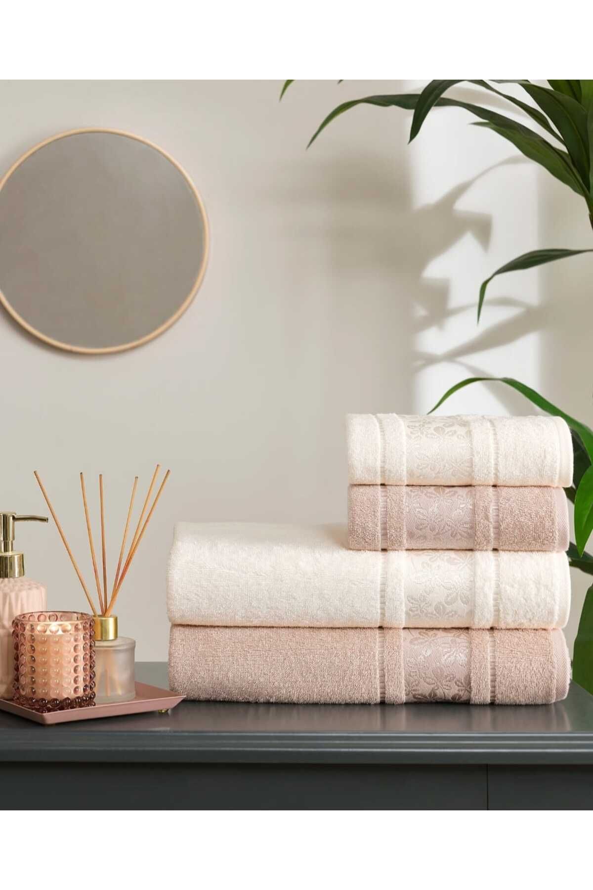 Özdilek ÖZDİLEK CAMELLIA GRİ- PEMBE BEST SET HAMAM TAKIMI