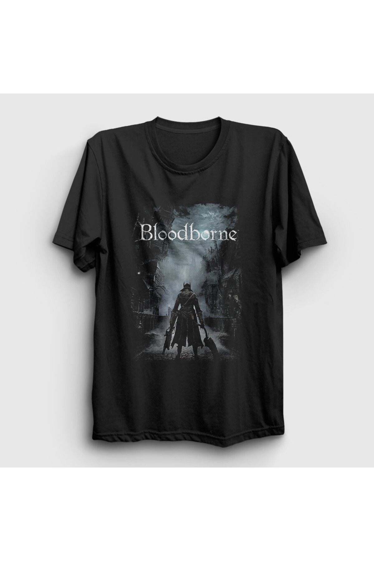 Presmono Unisex Siyah Poster The Hunter Bloodborne T-Shirt 551007tt