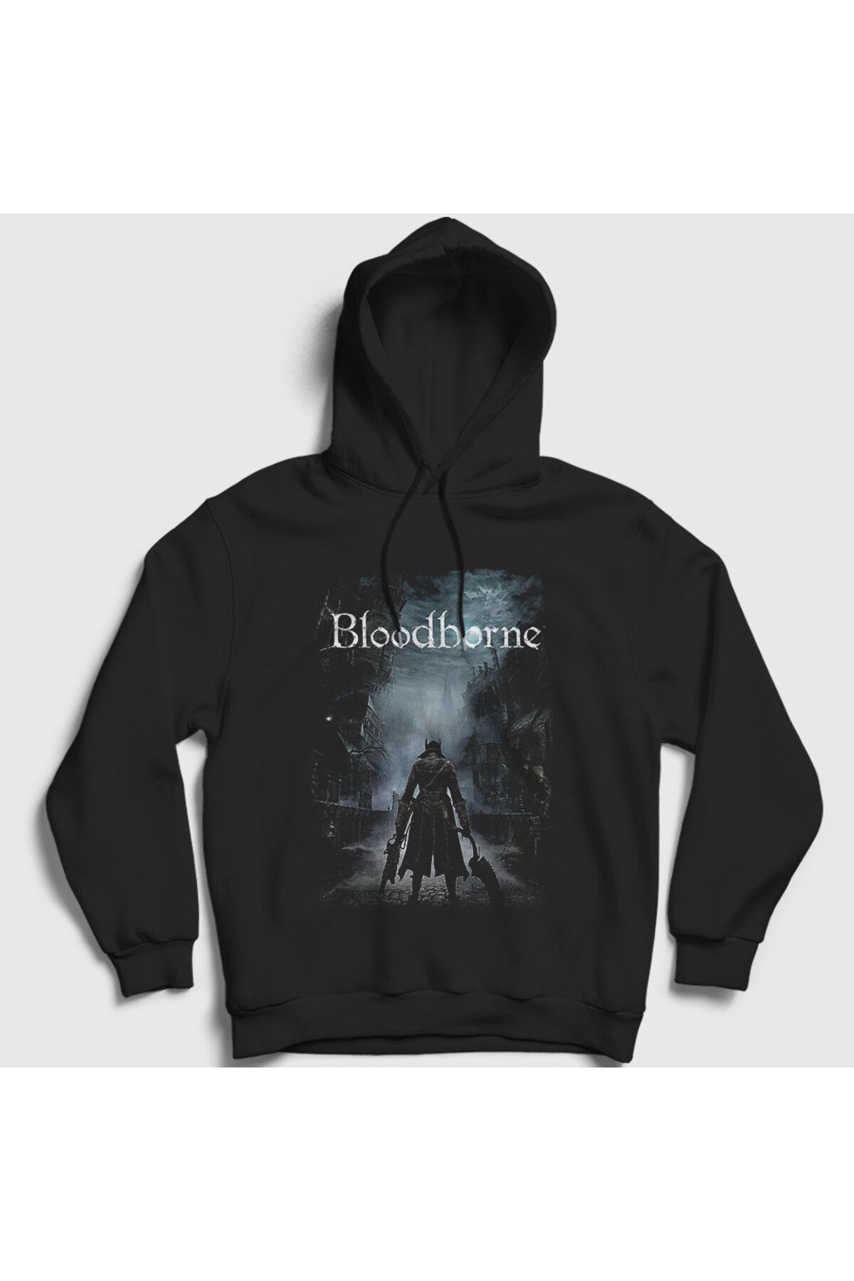 Presmono Unisex Siyah Poster The Hunter Bloodborne Kapüşonlu Sweatshirt 551063tt