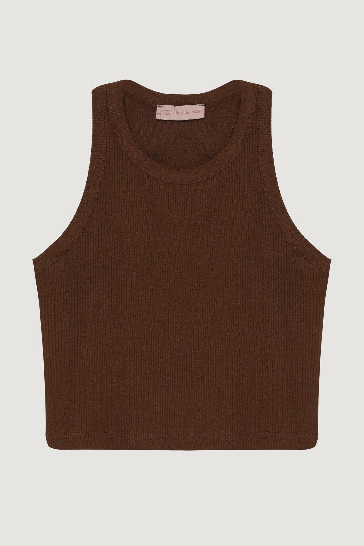 Quzu Kadin Kahve Quzu Top Tshirt T-shirt 23Y60050-Kahve