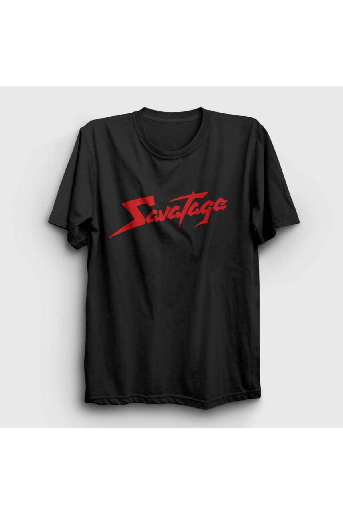 Presmono Unisex Siyah Logo Metal Savatage T-Shirt 549663tt