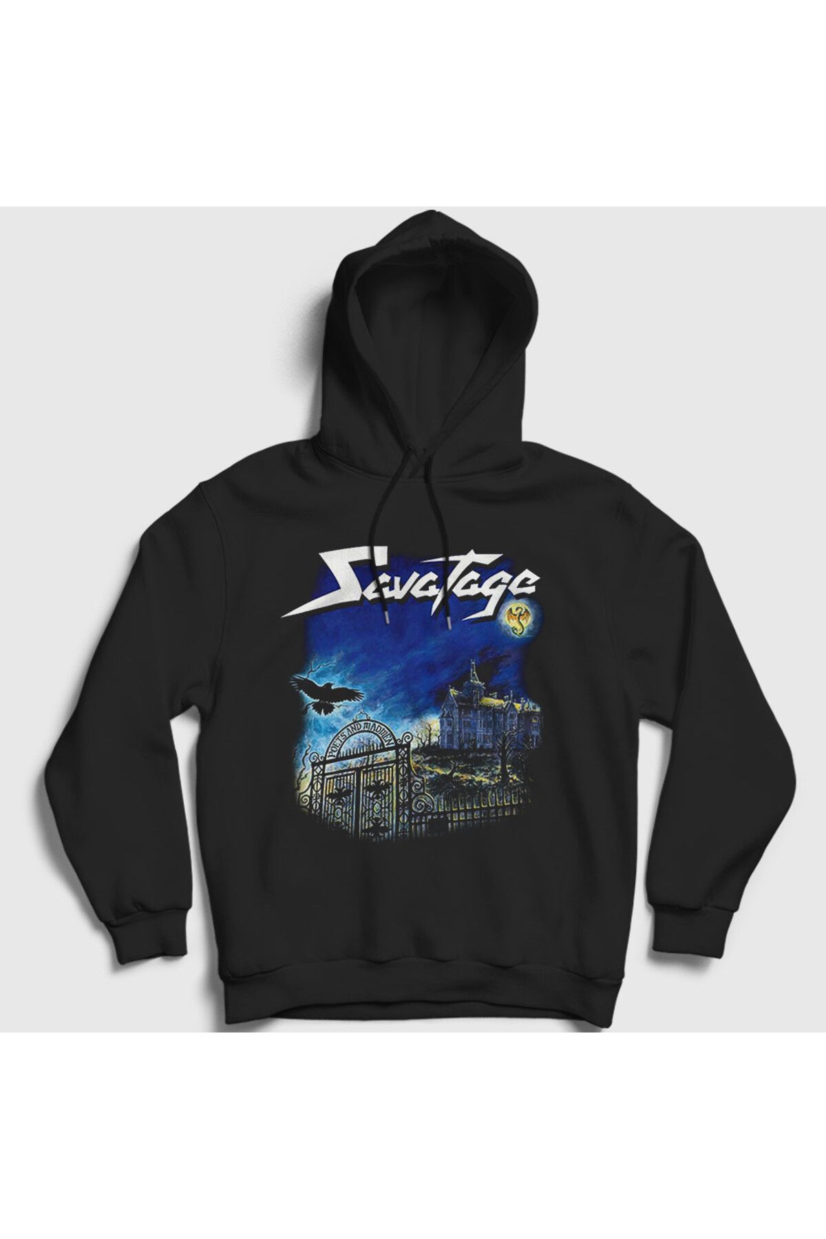 Presmono Unisex Siyah Poets And Madmen Savatage Kapüşonlu Sweatshirt 550757tt
