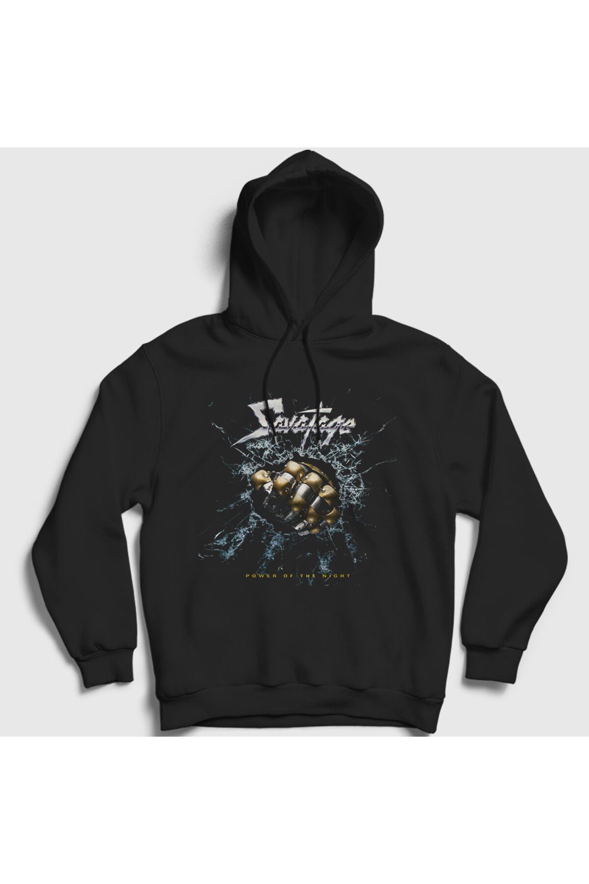 Presmono Unisex Siyah Power Of The Night Savatage Kapüşonlu Sweatshirt 551137tt