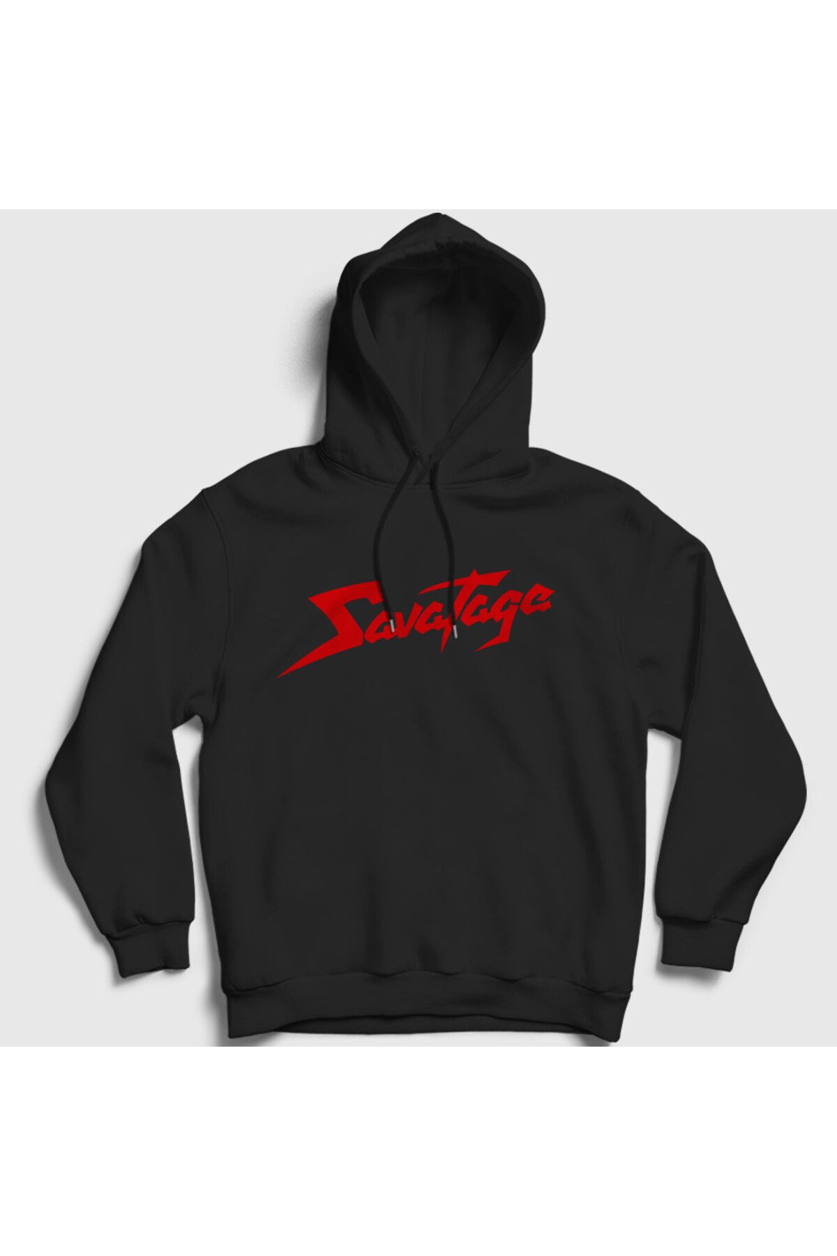 Presmono Unisex Siyah Logo Metal Savatage Kapüşonlu Sweatshirt 549770tt