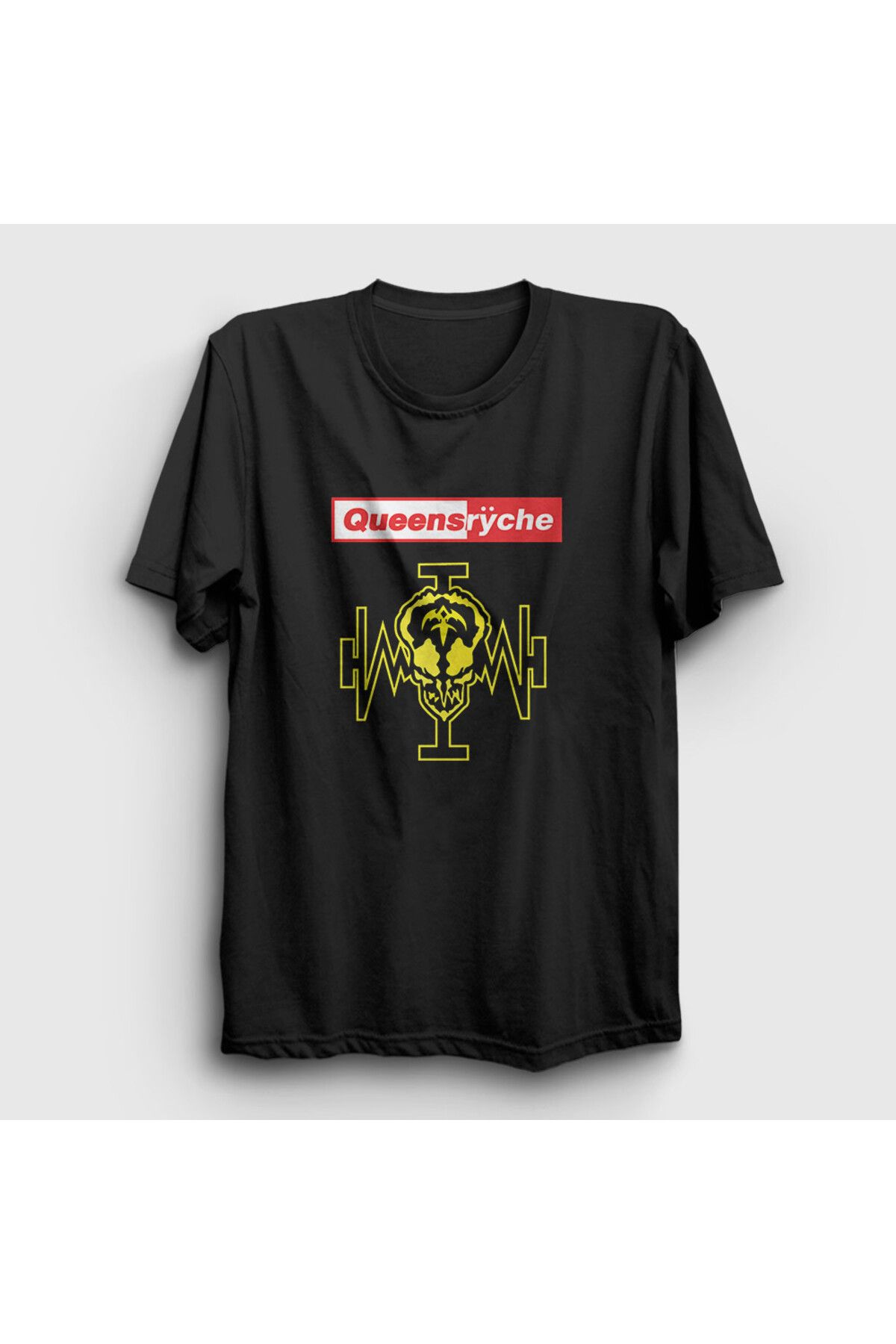Presmono Unisex Siyah Logo V2 Metal Queensryche T-Shirt 550161tt