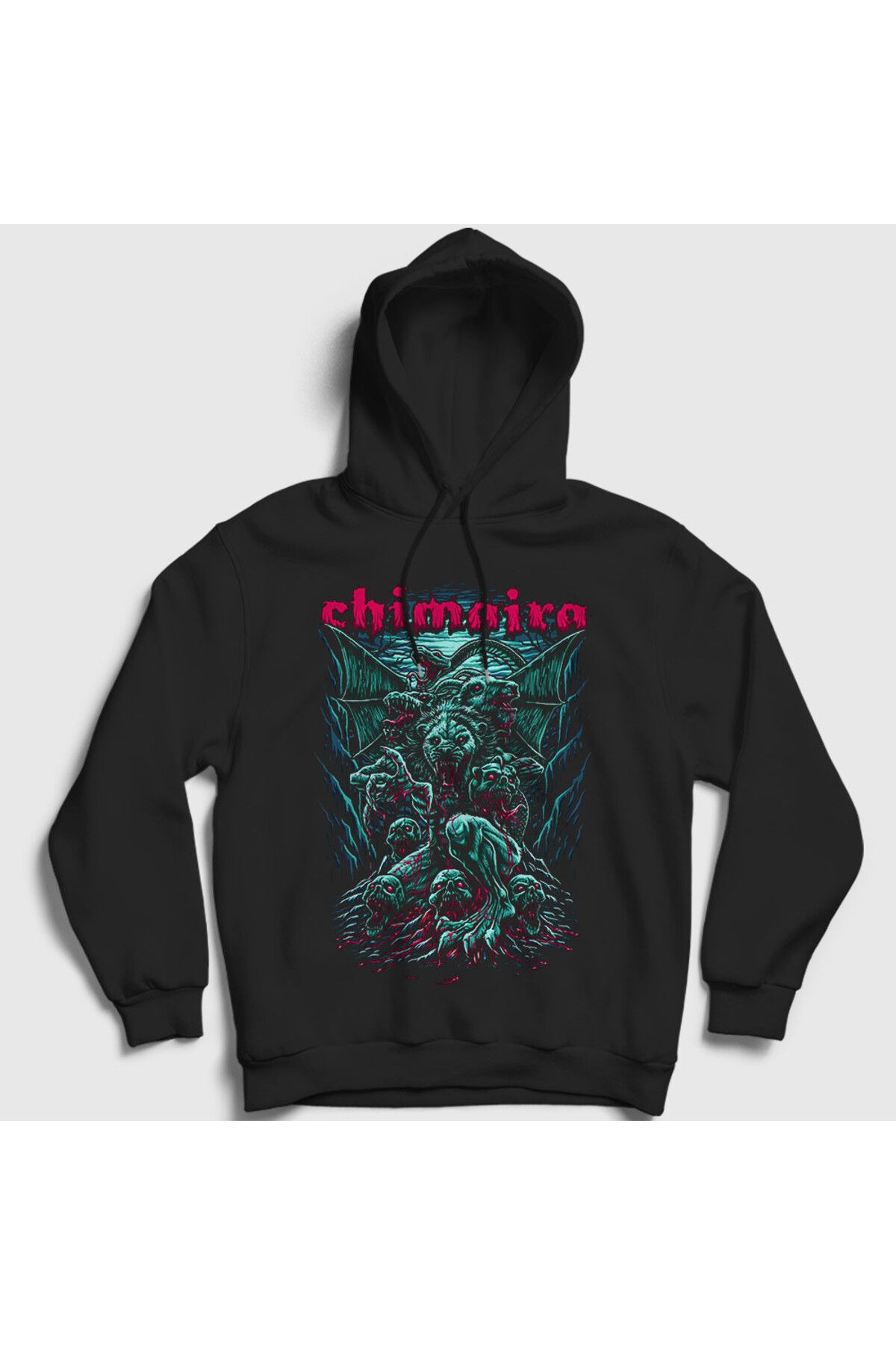 Presmono Unisex Siyah Kingdom Chimaria Kapüşonlu Sweatshirt 549297tt