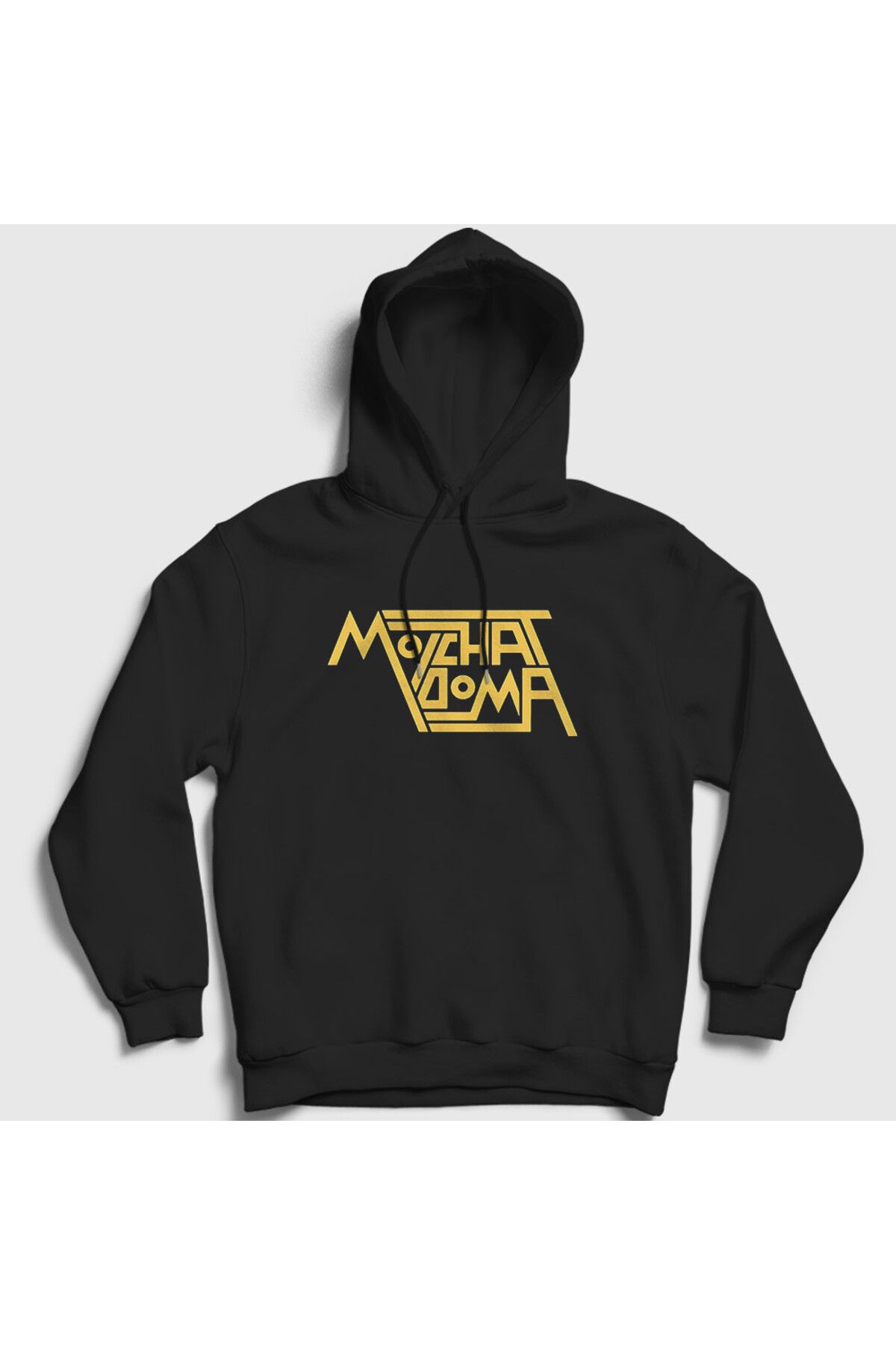 Presmono Unisex Siyah Logo Molchat Doma Kapüşonlu Sweatshirt 549898tt