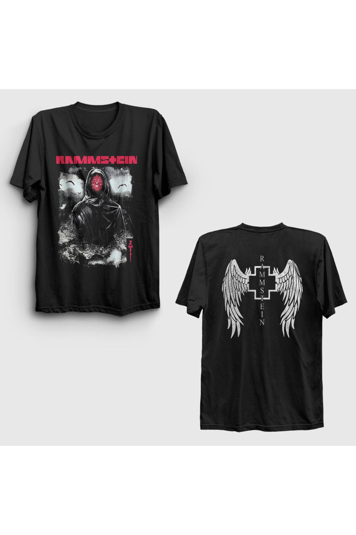 Presmono Unisex Siyah Zeit Metal Rammstein Sırt Baskılı T-Shirt 552123tt