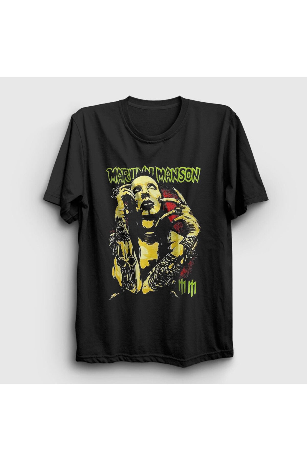 Presmono Unisex Siyah Poster Marilyn Manson T-Shirt 550857tt