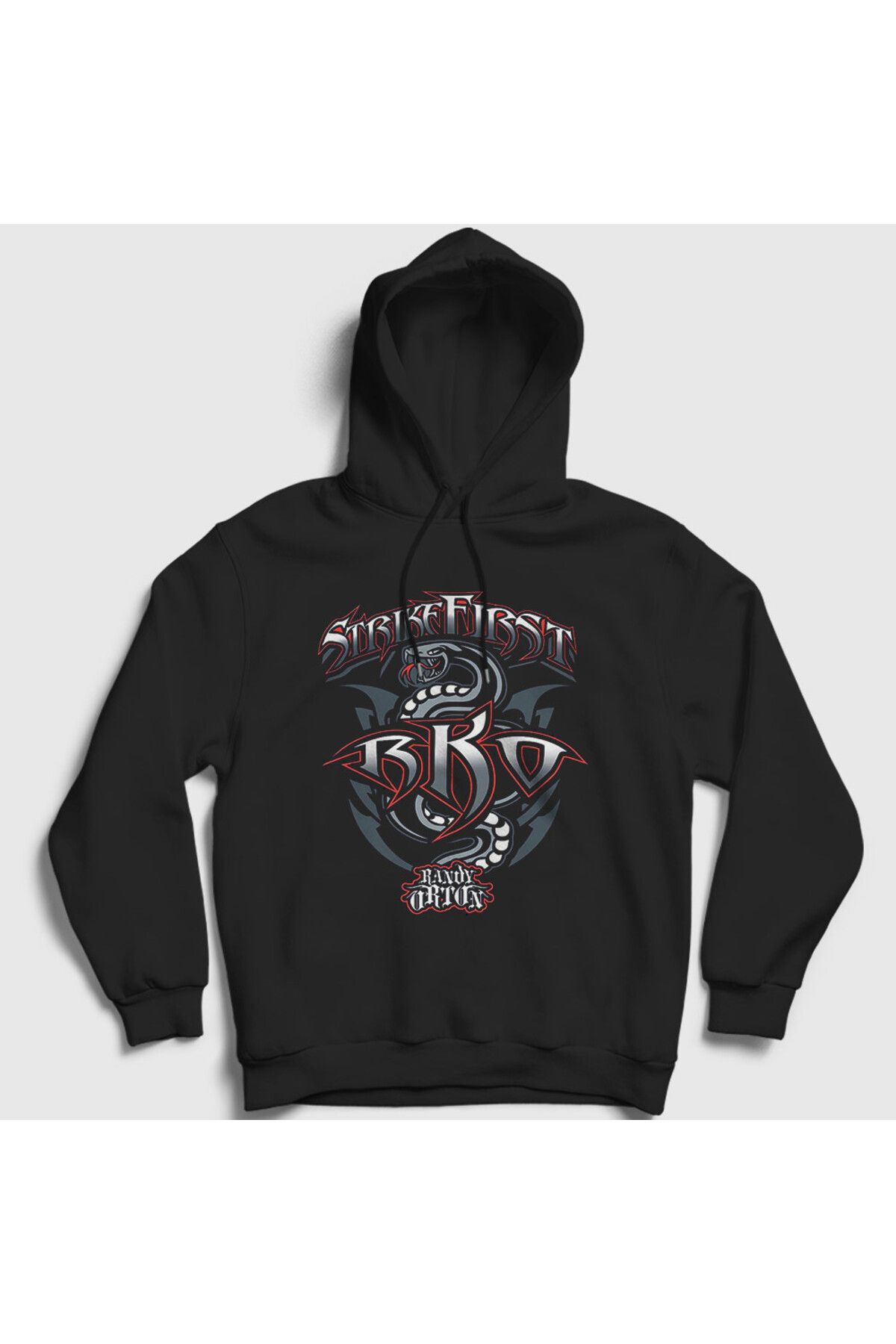 Presmono Unisex Siyah Strike First Wwe Güreş Randy Orton Kapüşonlu Sweatshirt 551670tt