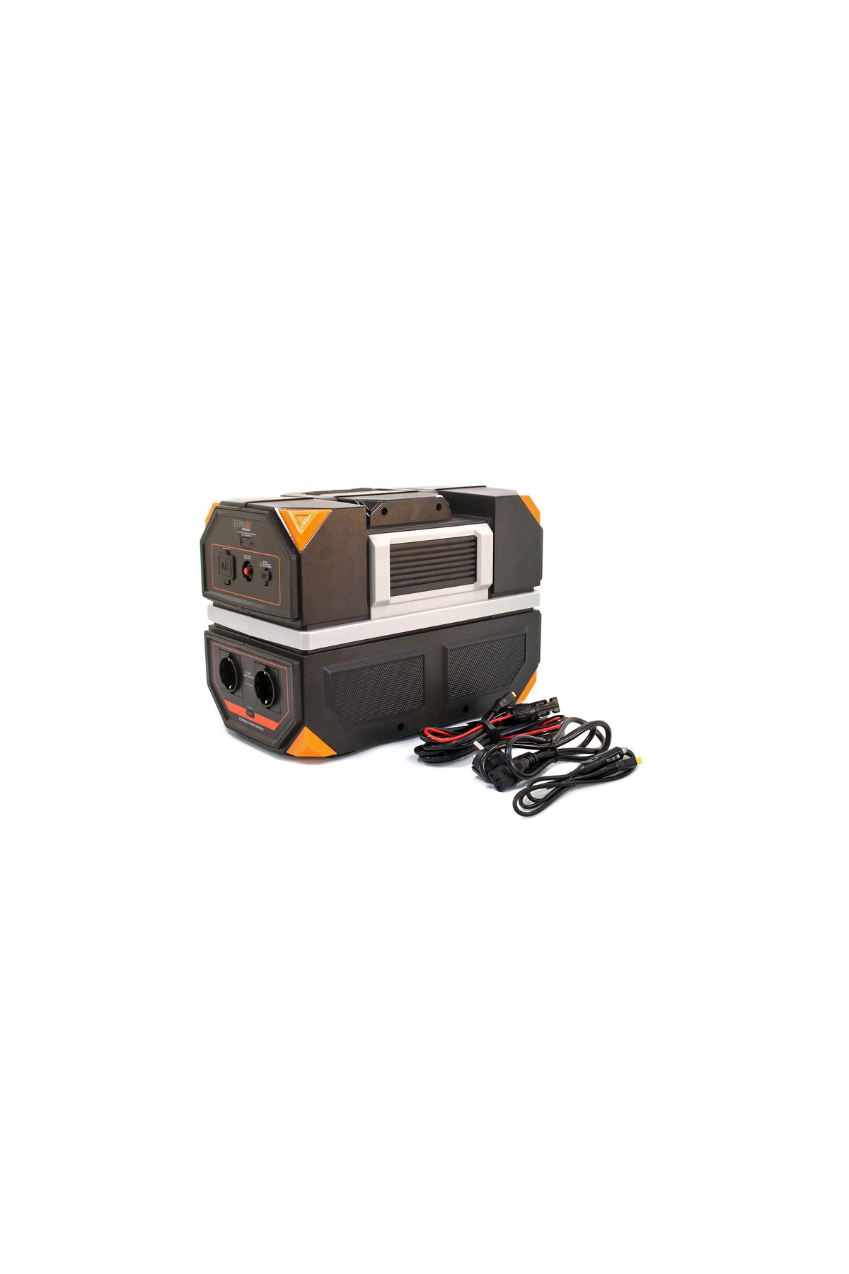 Technaxx-Stație de încărcare Tx-231, 917 Wh, 1200 W, USB-C, USB-A, 2 x 230 V, priză auto, negru/portocaliu 4