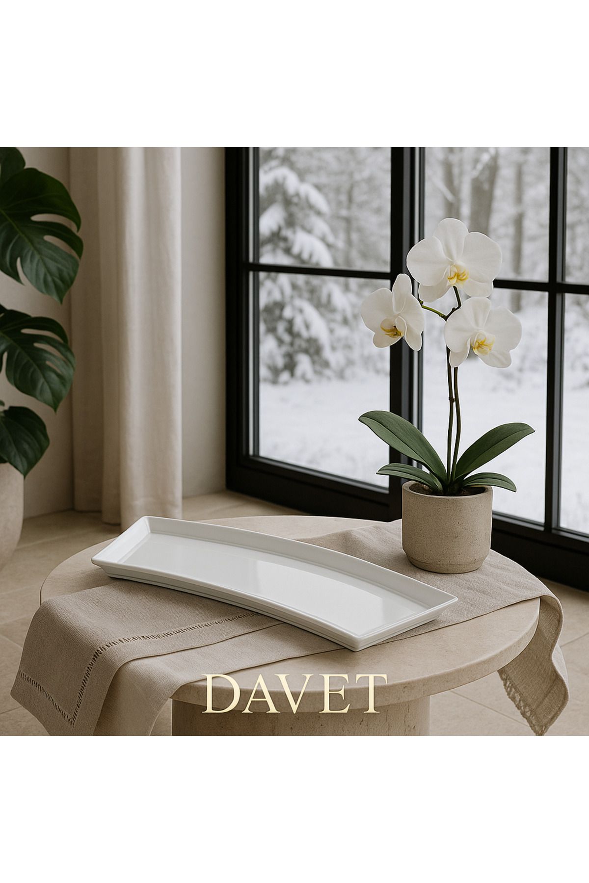 Davet Kırılmaz Melamin Pastane Sunum Tabağı - 51,5 cm*15cm Pastane Sunum Tabağı