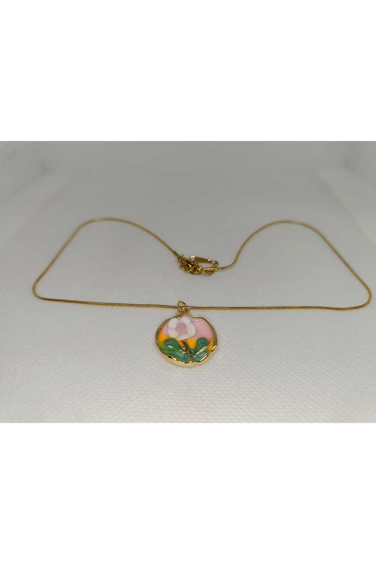 Store Çiçek Desenli Moda Paslanmaz Çelik Gold Kolye