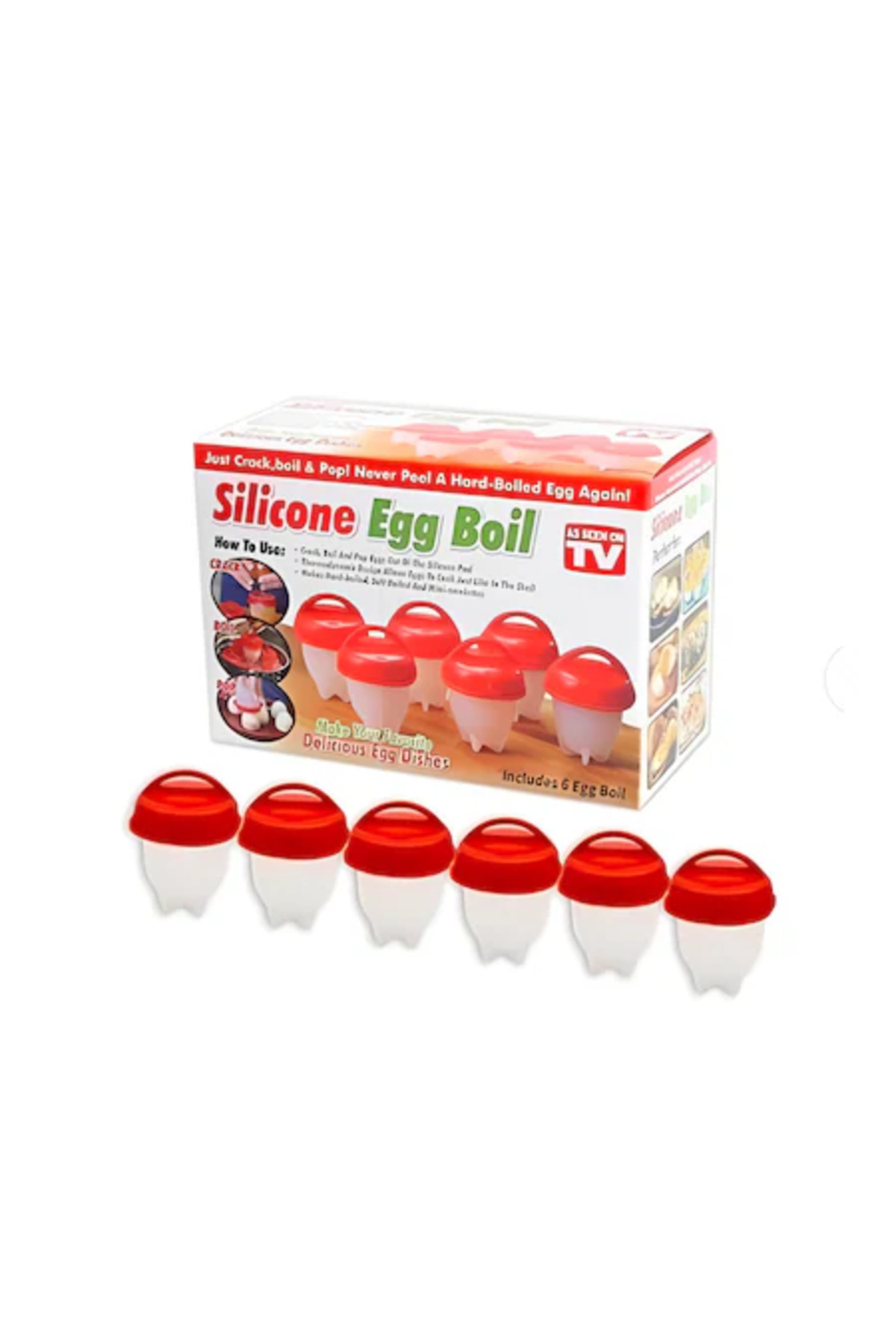 ABYZ-Set of 6 Silicone Containers for Boiling Eggs Without Shell 1
